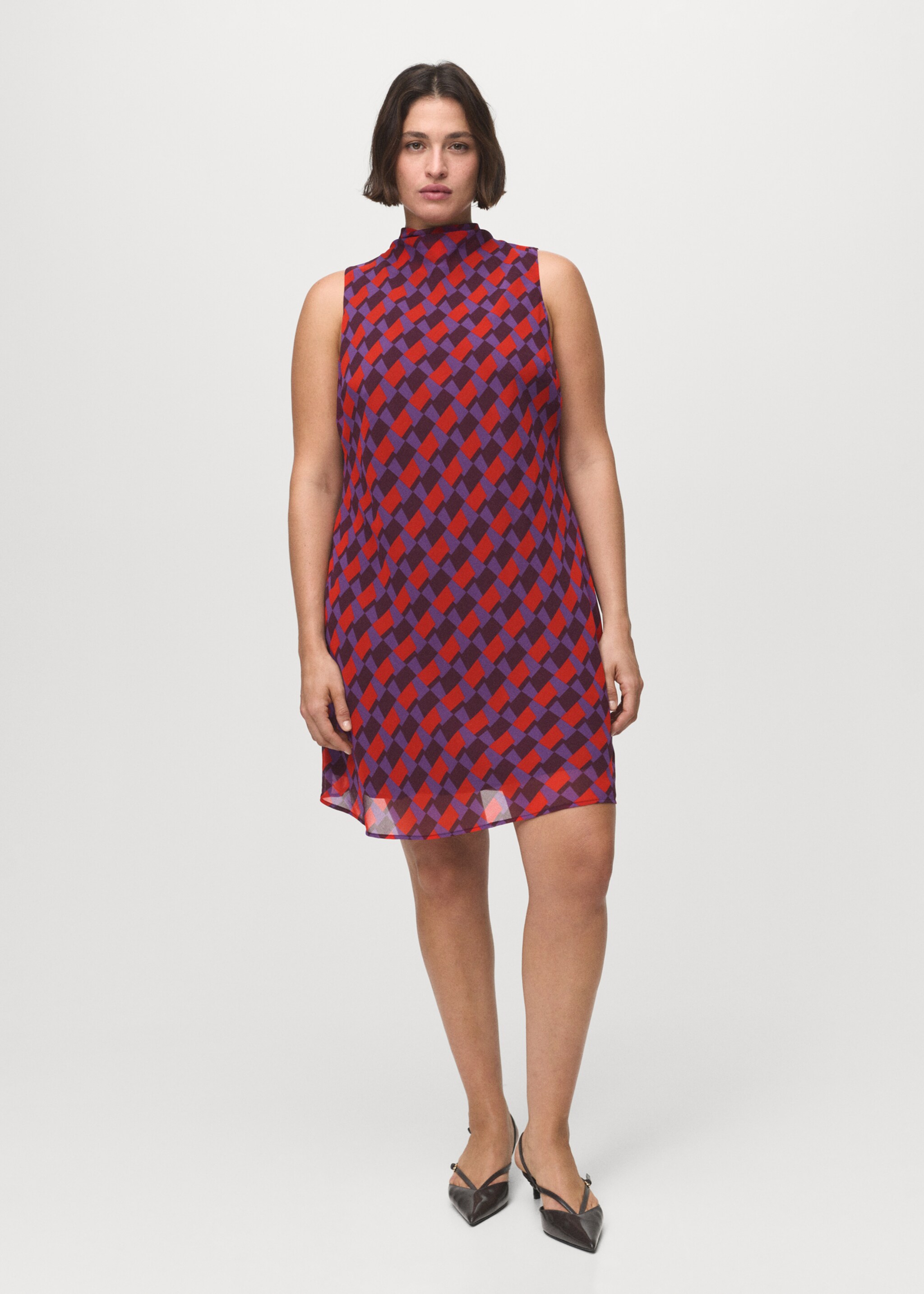 Printed dress with bow detail - Details of the article 3, Violet. Ref: 17044082-00.