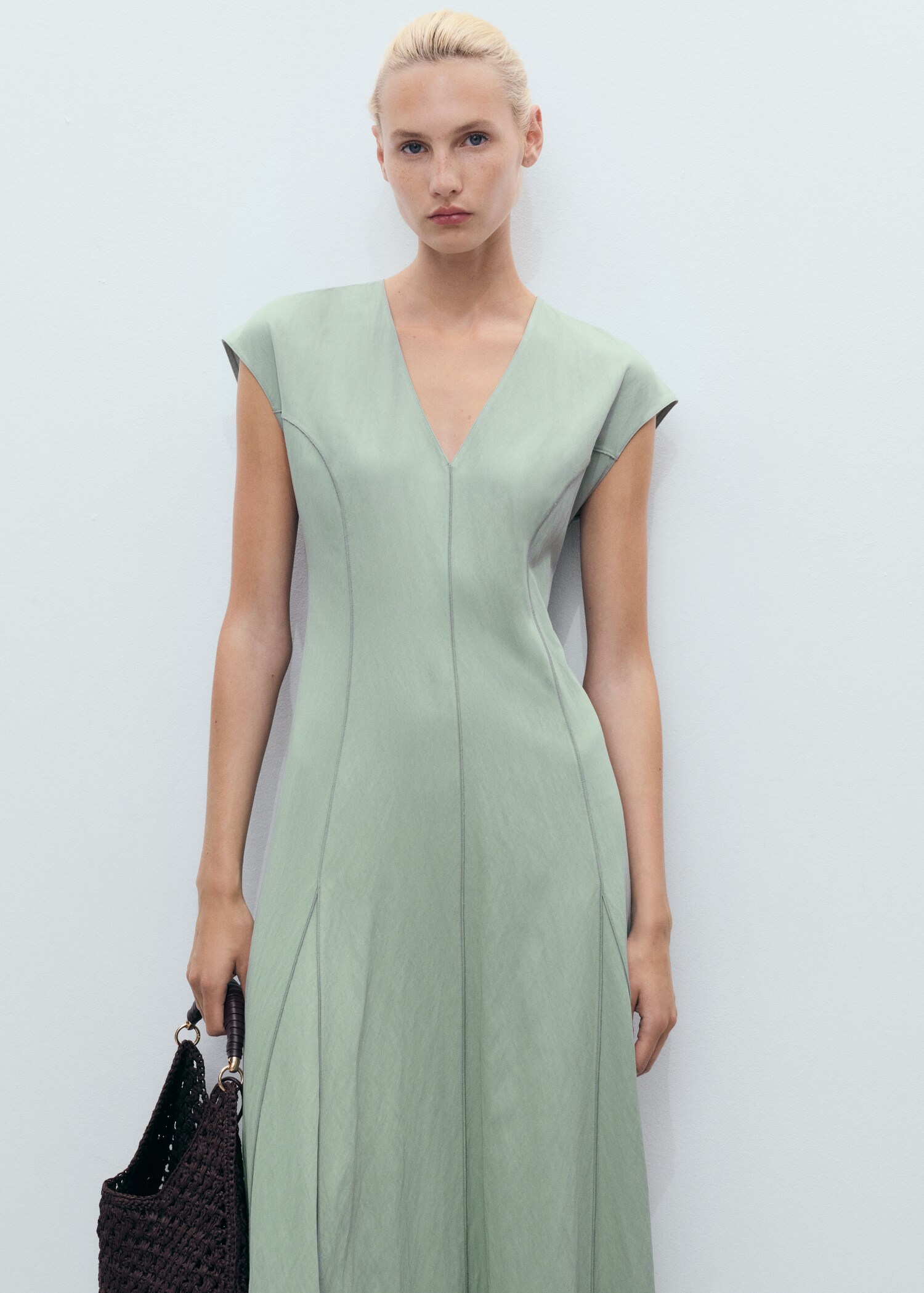 Midi dress with stitching - Medium plane