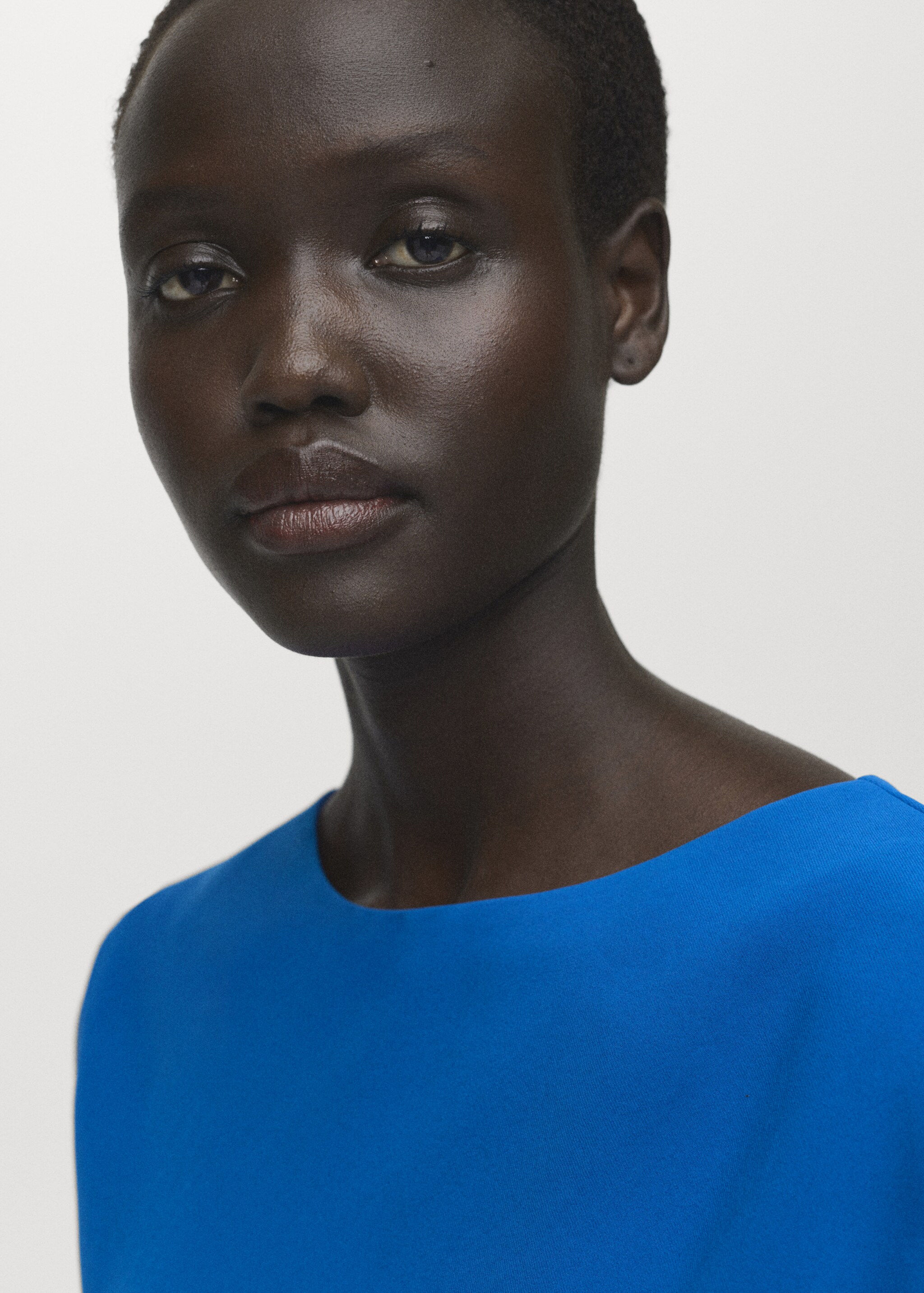 Ruched midi dress - Details of the article 1, Blue. Ref: 17044087-00.