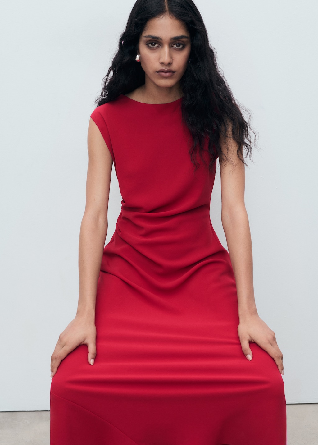 Mango Ruched midi dress