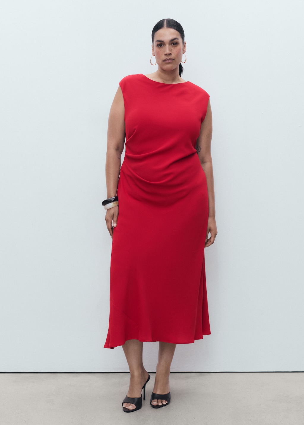 Mango Ruched midi dress