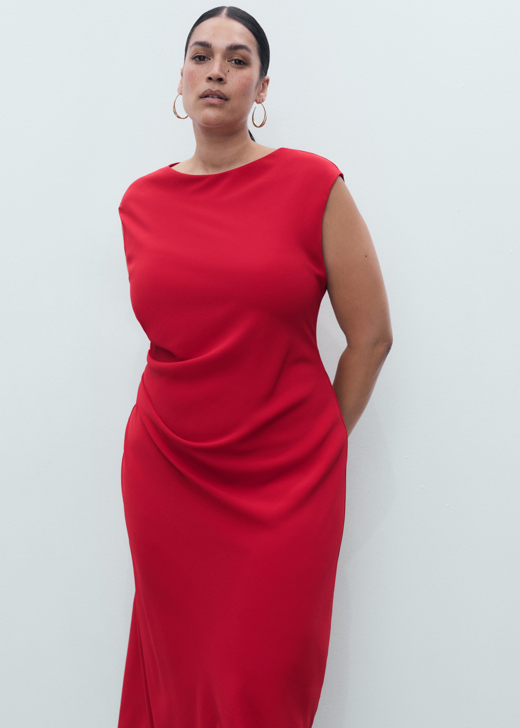 Vestido midi fruncido - Detalle del artículo 5