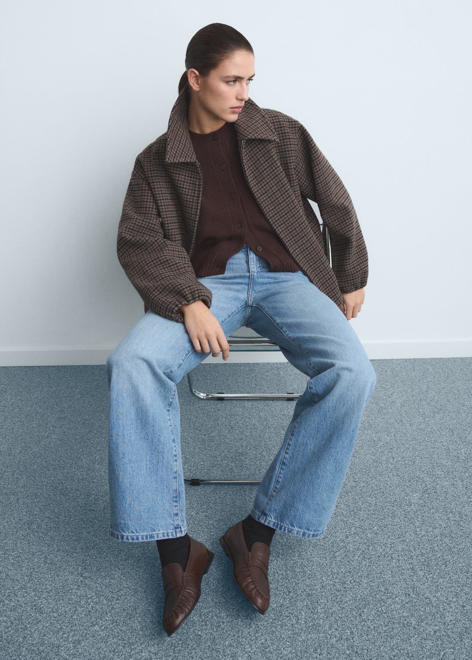 Jeans rectos tiro alto Mujer MANGO El Salvador - Main Image