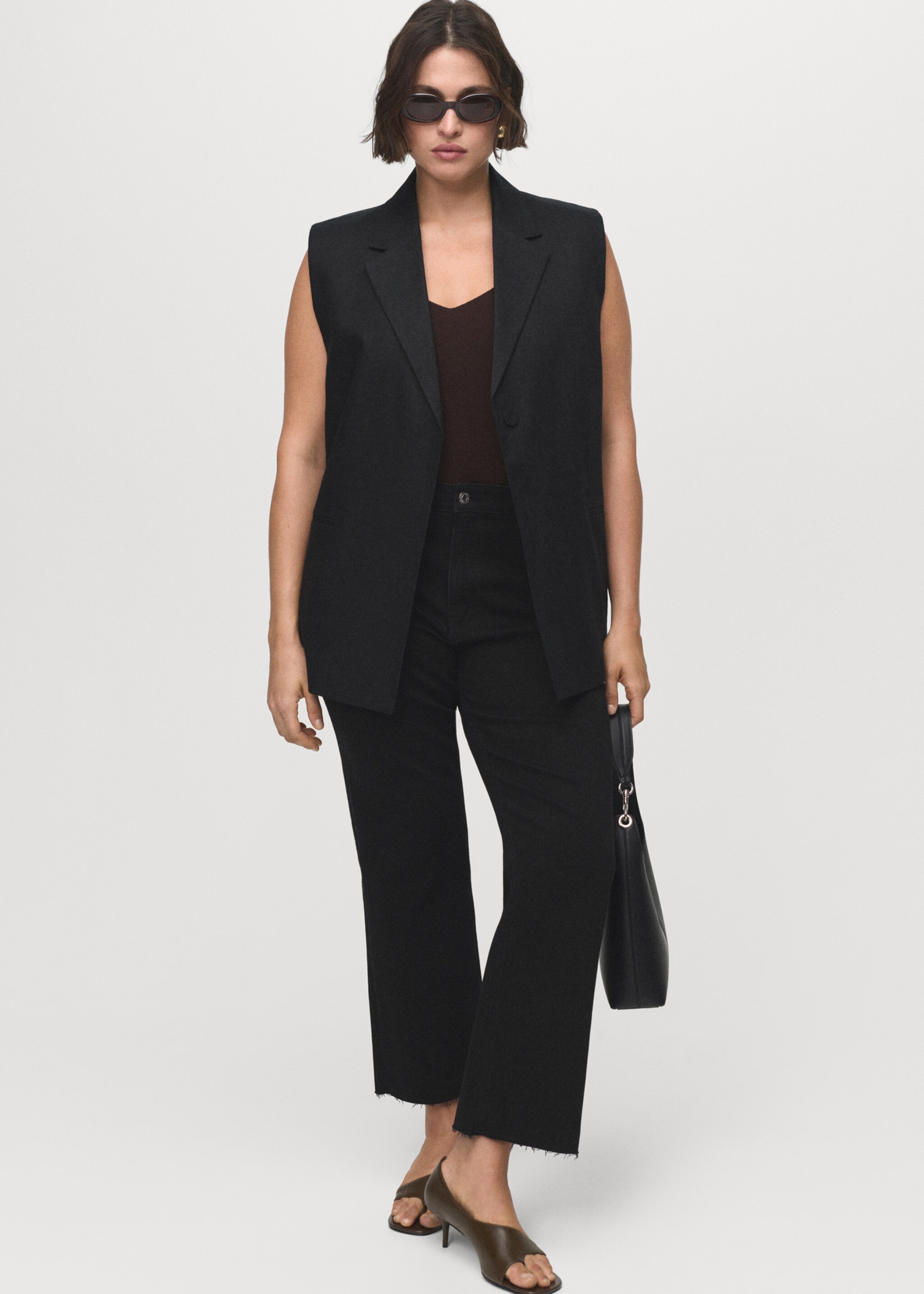 Sienna flared cropped jeans - Details of the article 3, Black denim. Ref: 17044093-00.