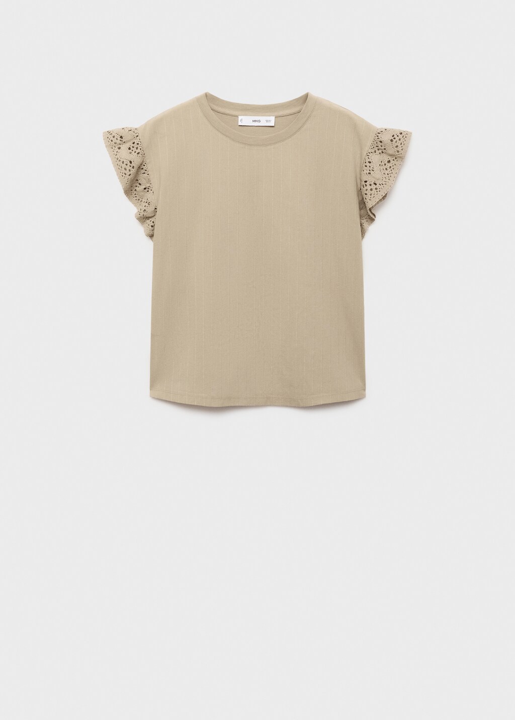 Mango Short-sleeved t-shirt with ruffled eyelet embroidery detail thumbnail