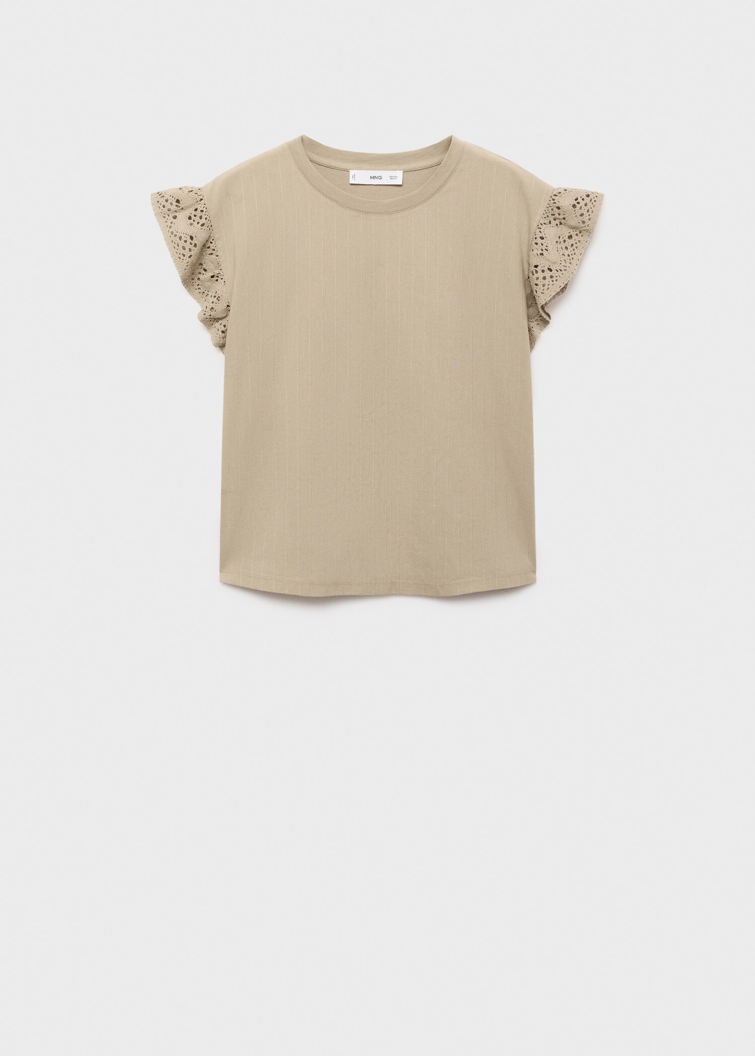 Short sleeve t-shirt with ruffled broderie anglaise detailing - Article without model