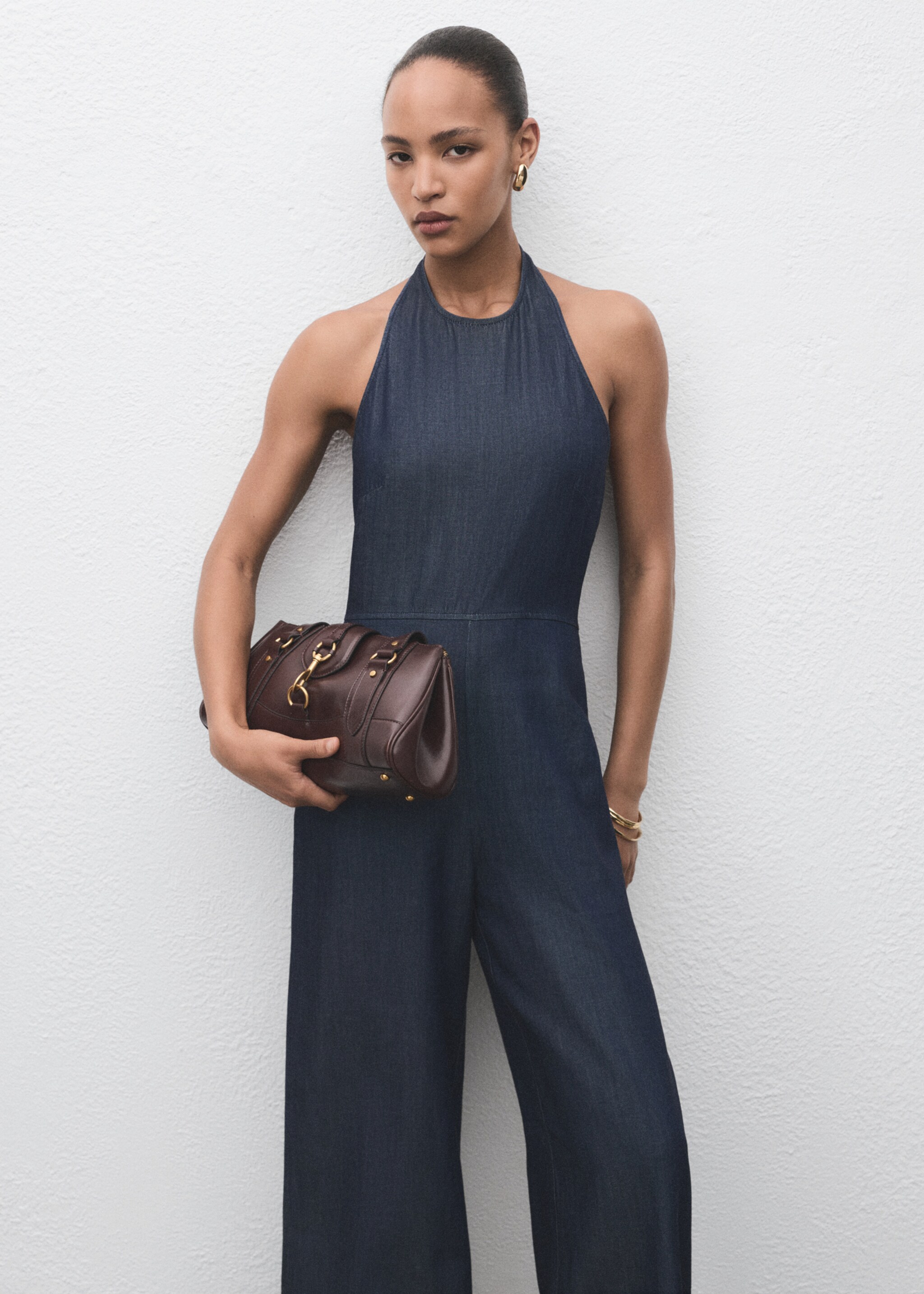 Lyocell-Denim-Jumpsuit - Mittlere Ansicht, Blau. Ref: 17044102-00.