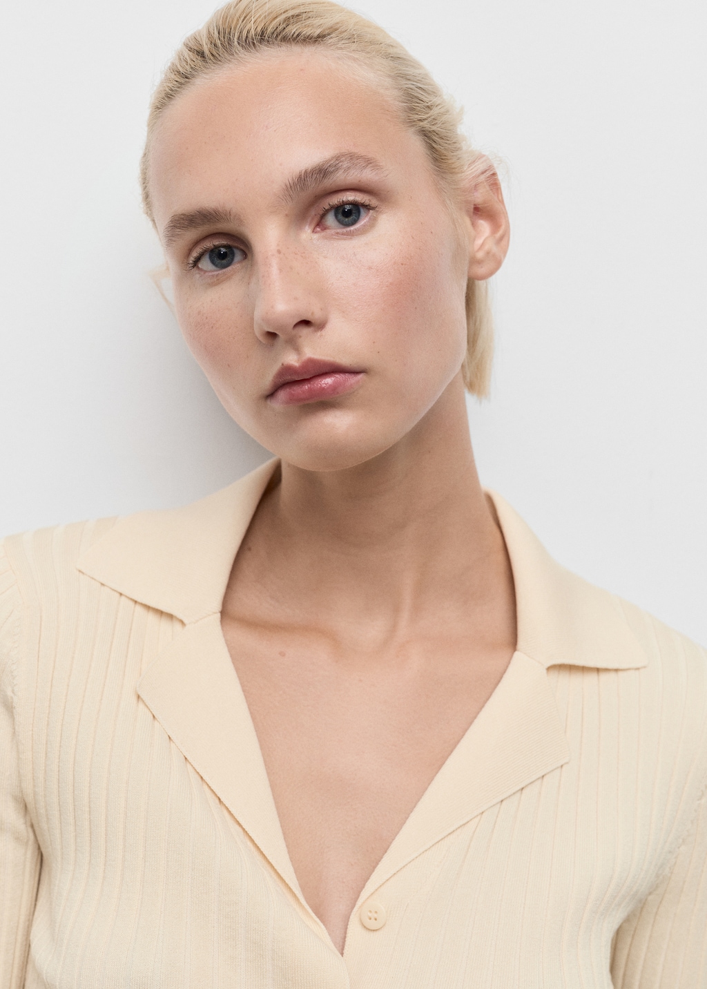 Ribbed lapel cardigan