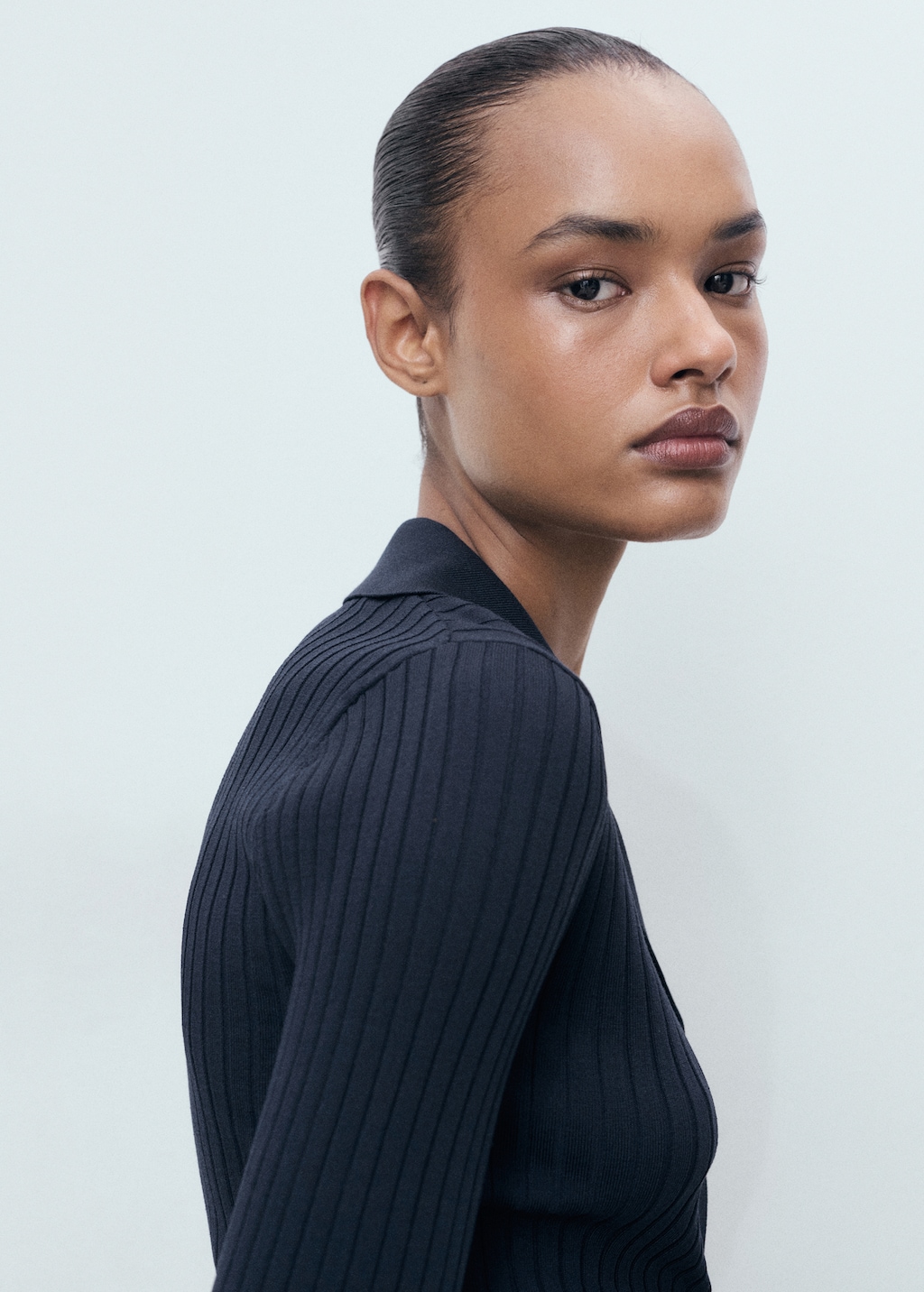 Ribbed lapel cardigan