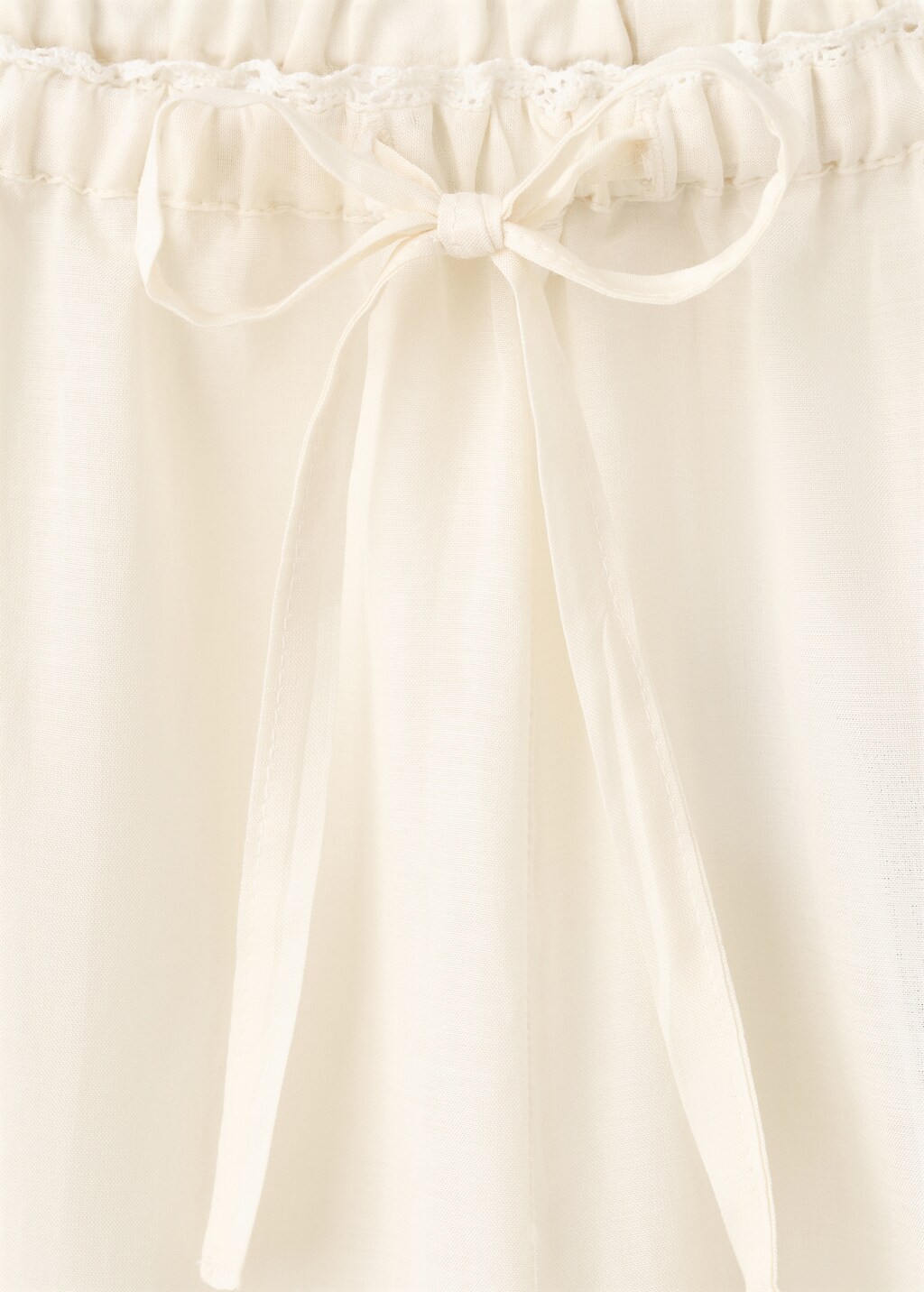 Cotton lace pajama pants with drawstring