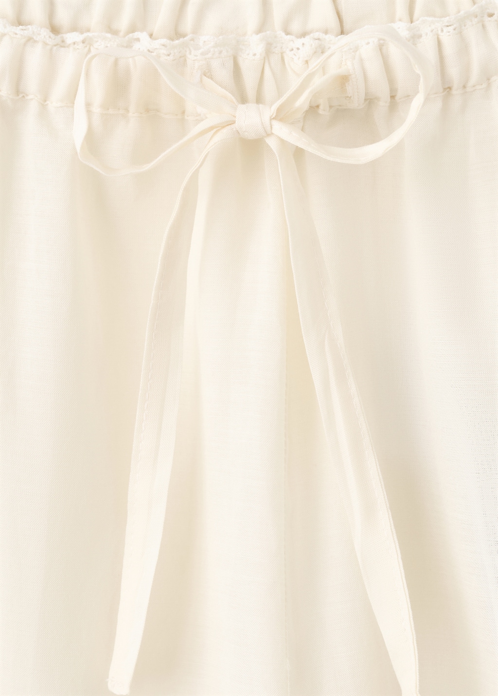 Cotton lace pajama pants with drawstring