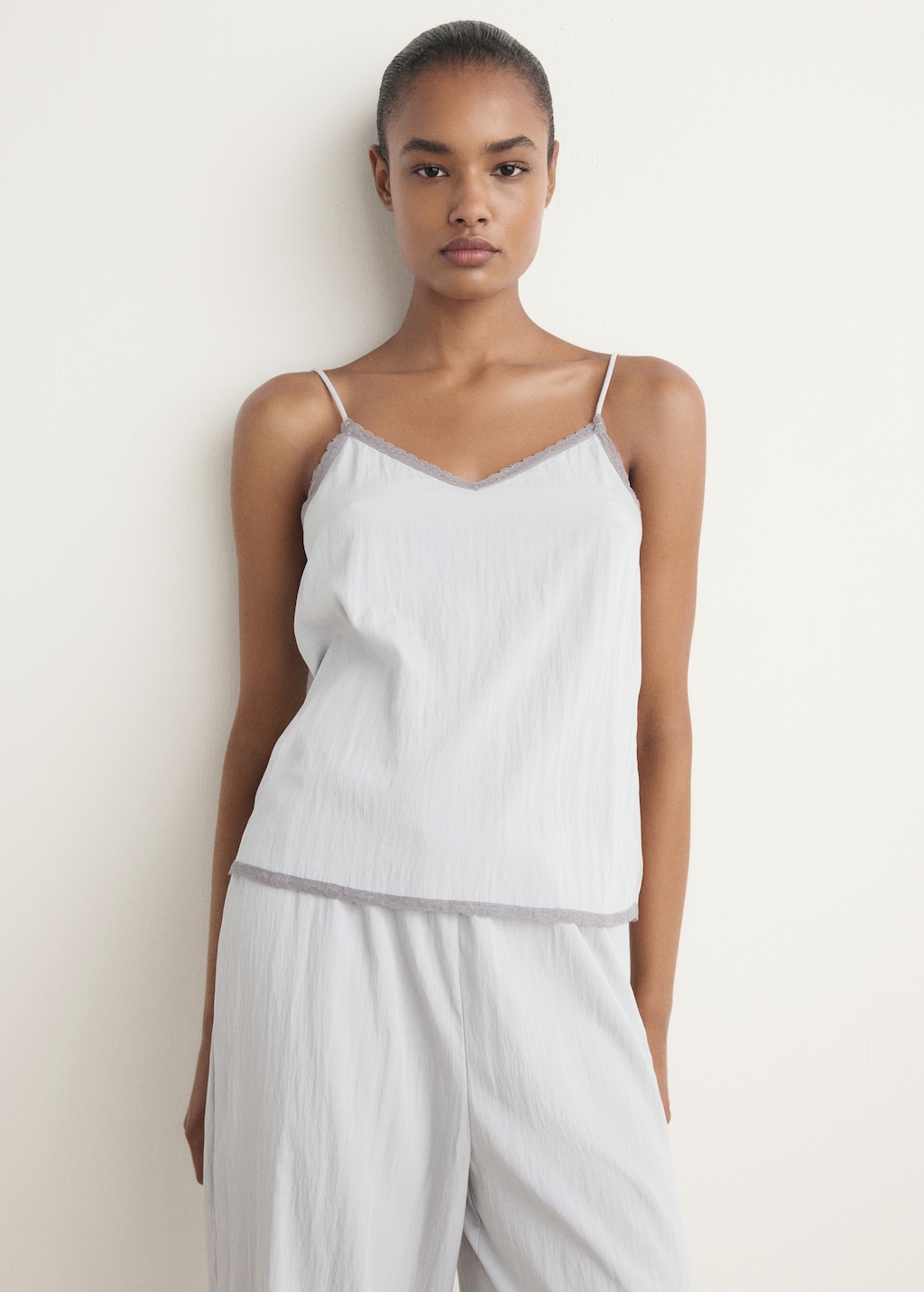 Pajama top with lace trim