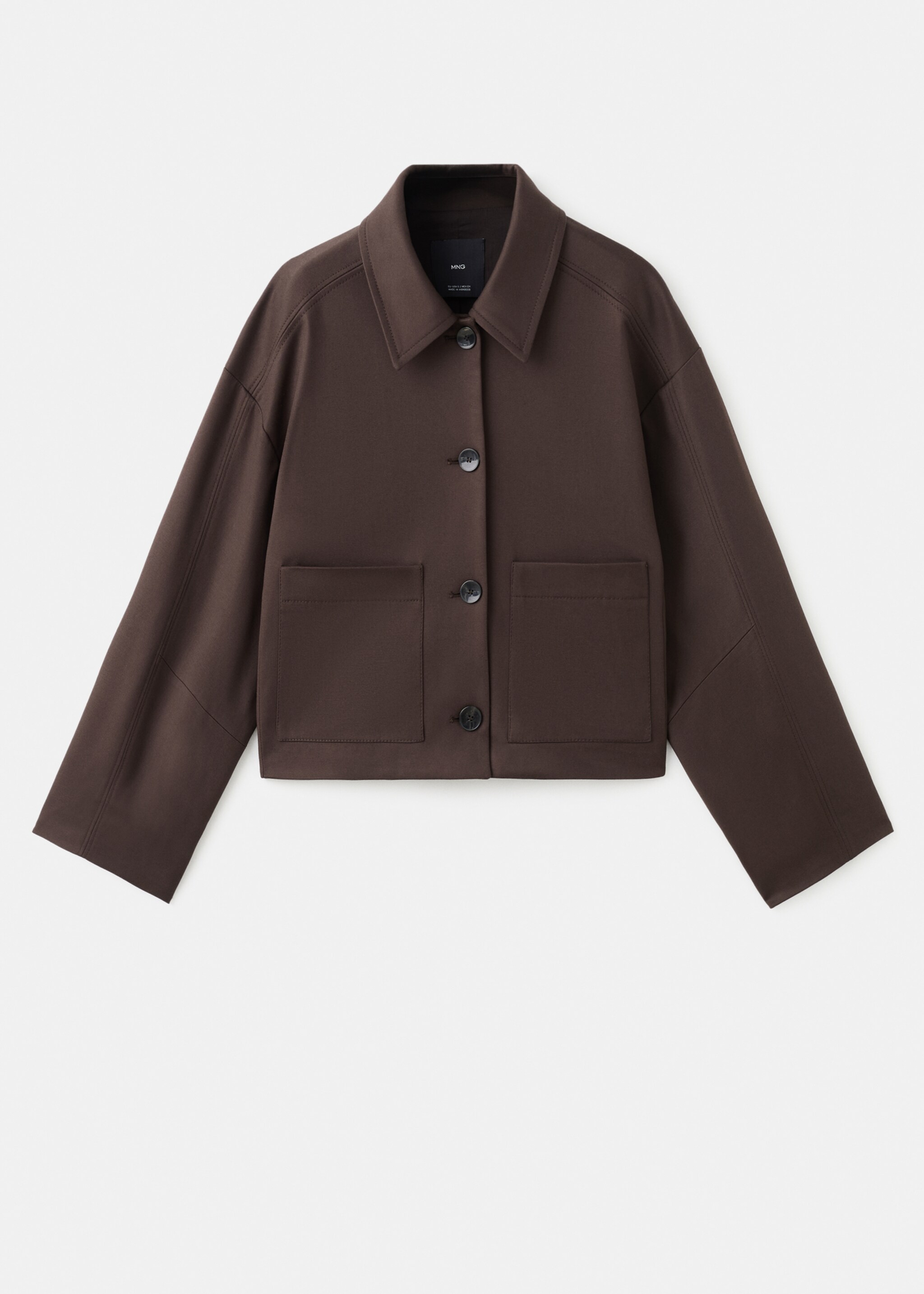 Veste crop poches - Article sans modèle, Chocolat. Ref: 17044119-00.