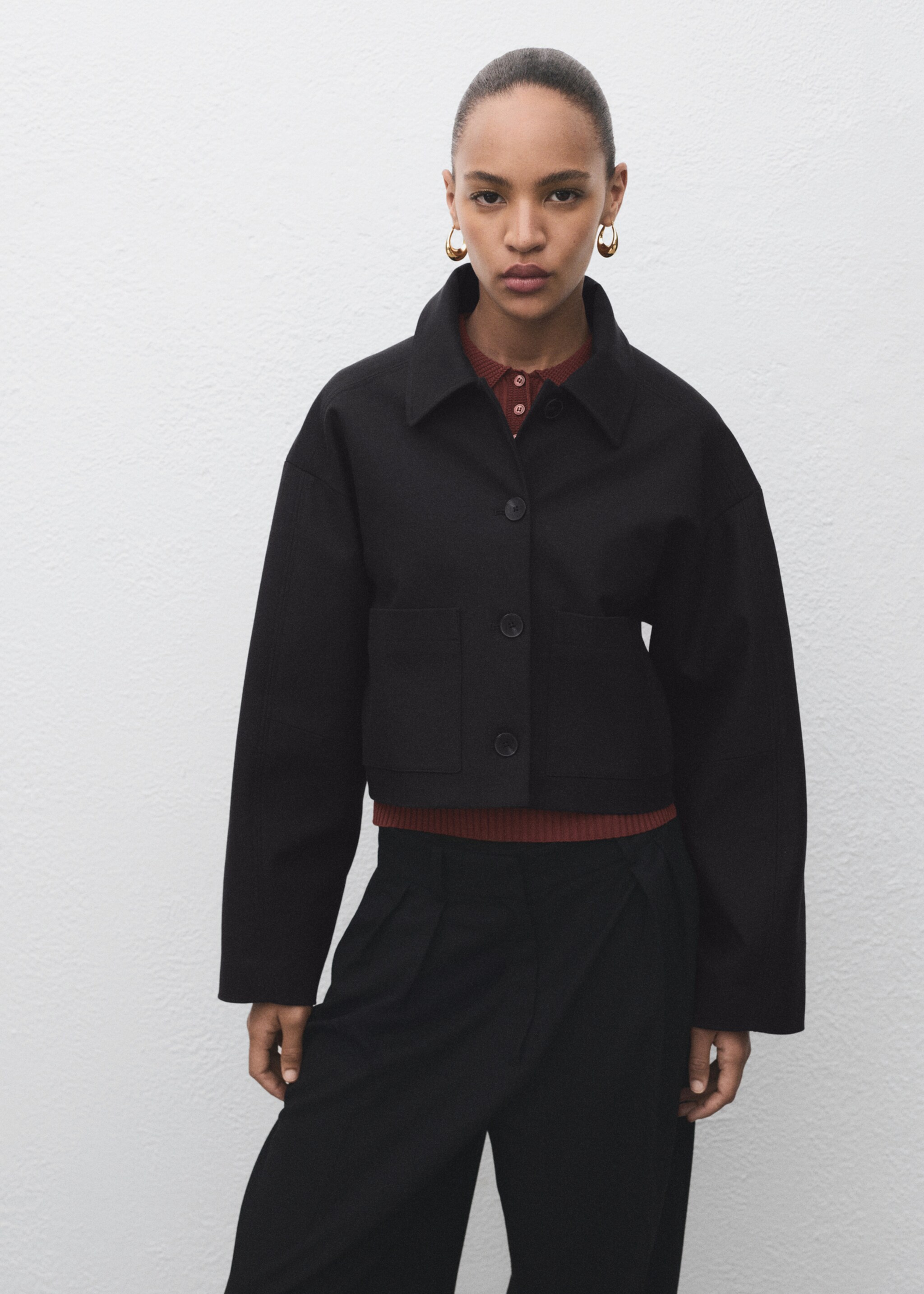 Cropped jacket with pockets - Medium plane