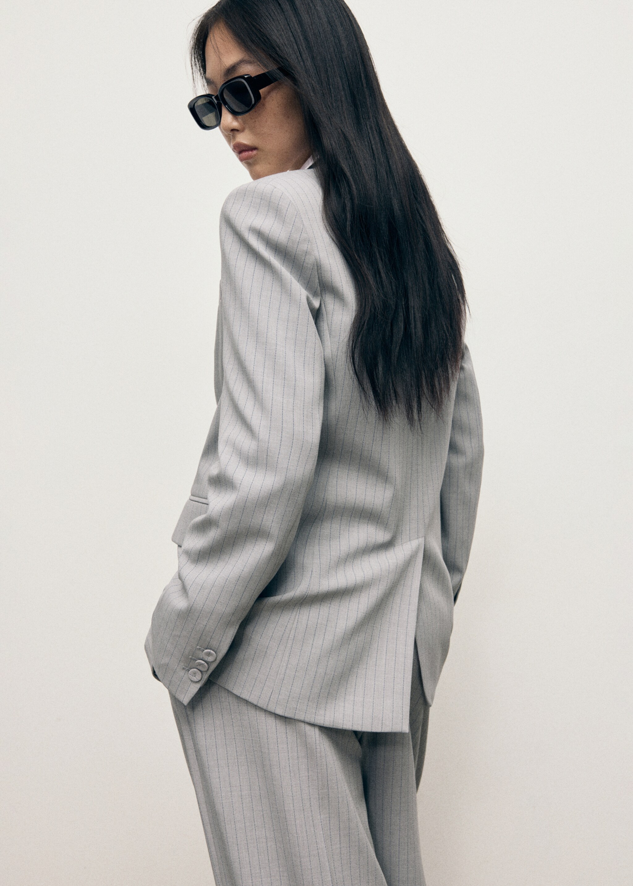 Blazer traje raya diplomática - Reverso del artículo, Gris. Ref: 17044120-00.
