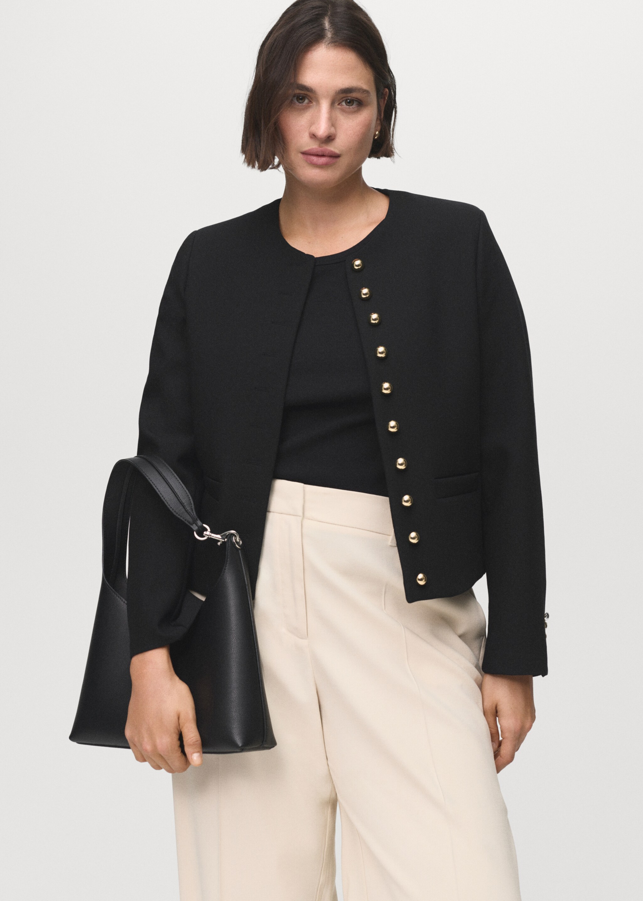 Veste crop boutons - Détail de l'article 5, Noir. Ref: 17044144-00.