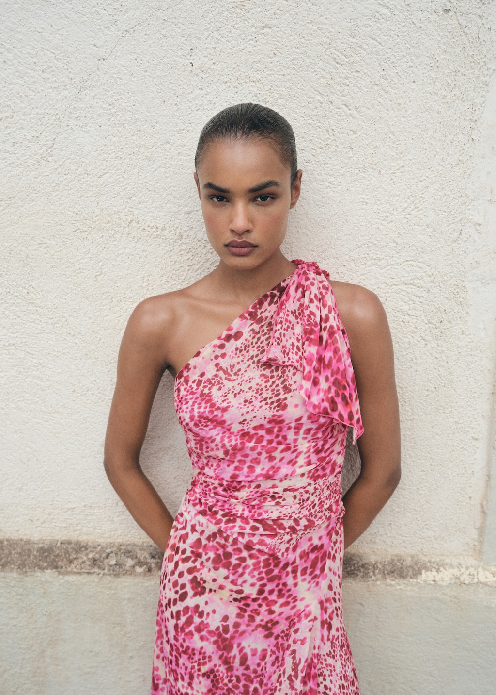 Asymmetrical animal-print dress