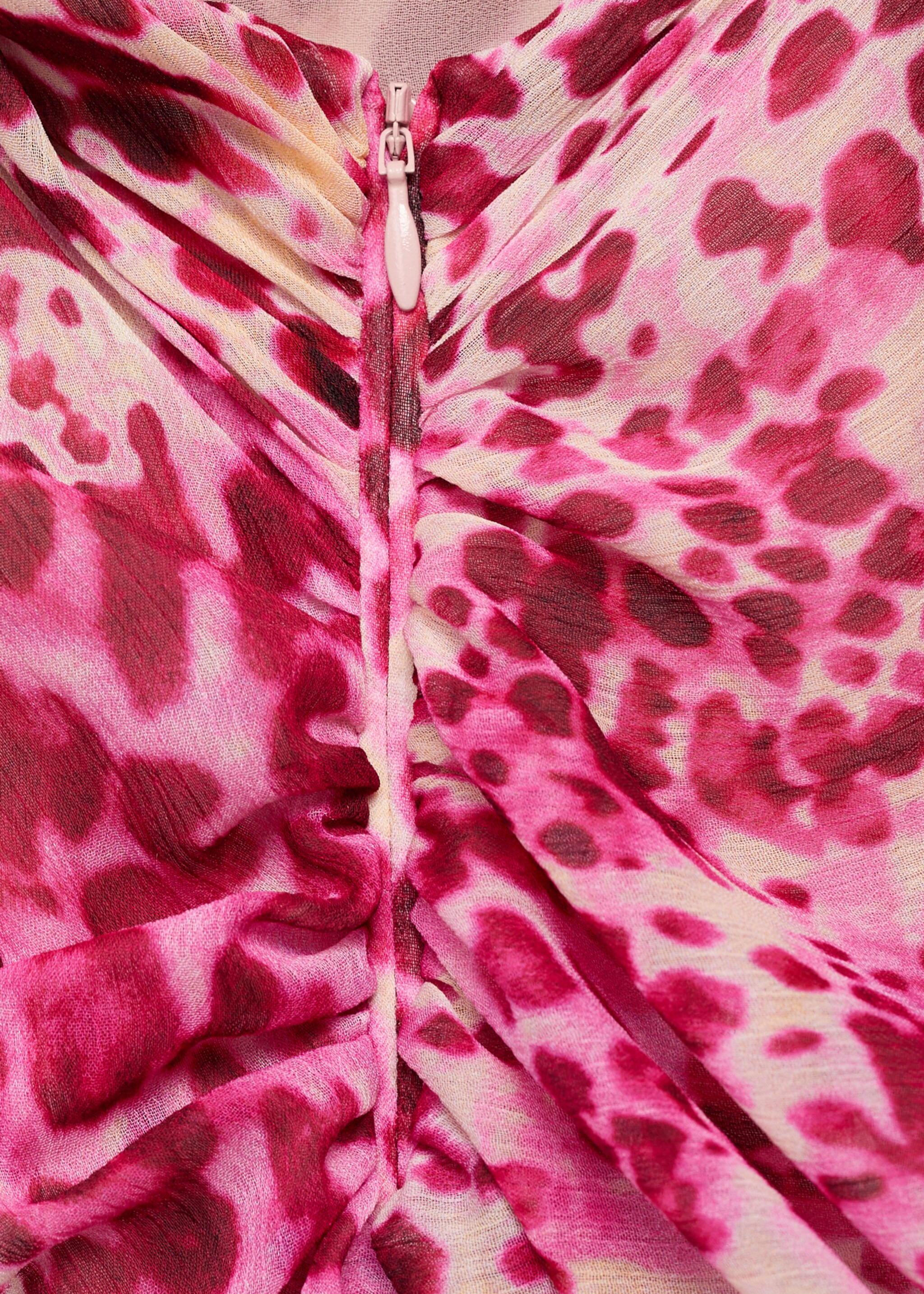 Printed asymmetrical dress - Details of the article 0, Fuchsia. Ref: 17044145-00.