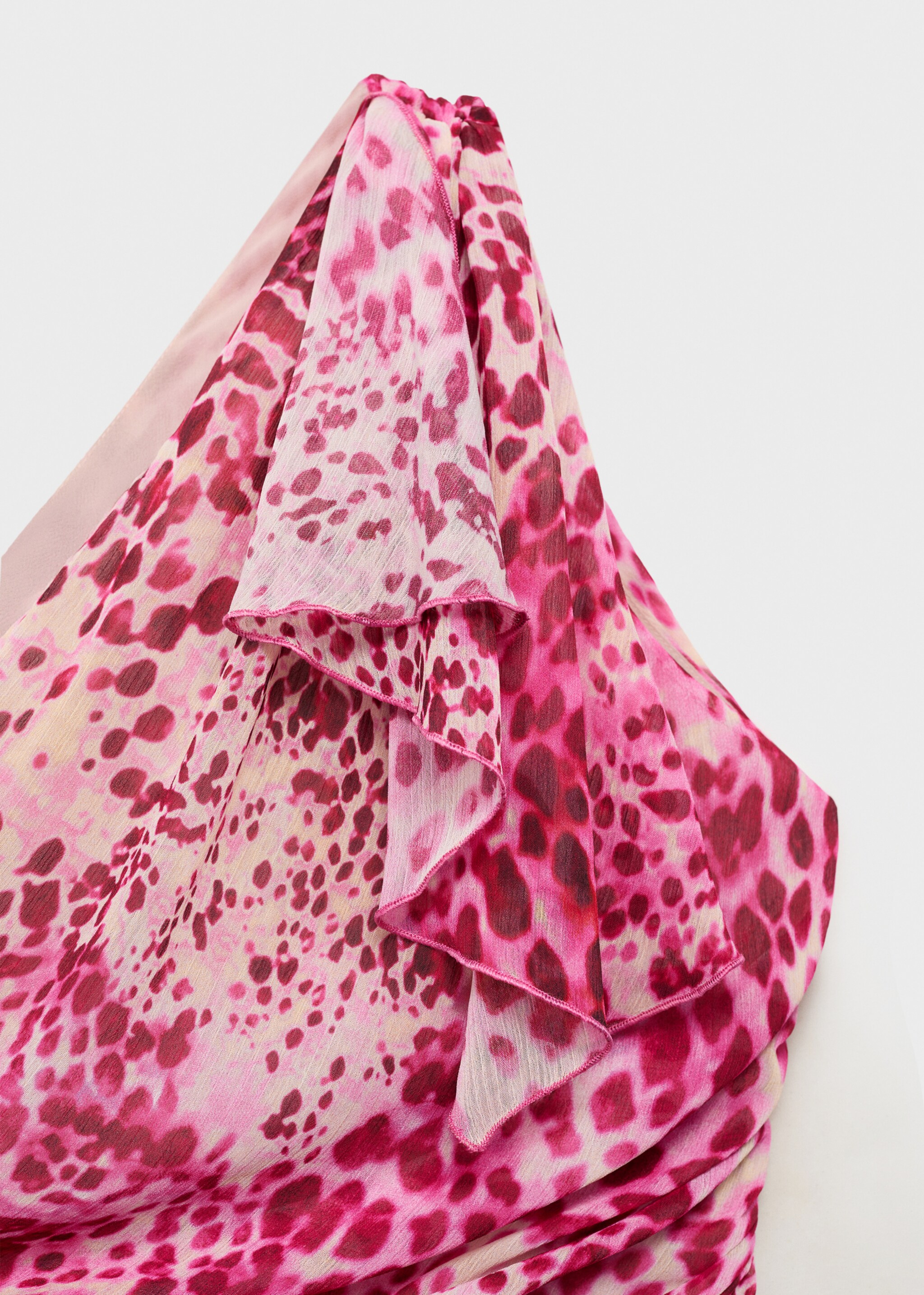 Printed asymmetrical dress - Details of the article 8, Fuchsia. Ref: 17044145-00.