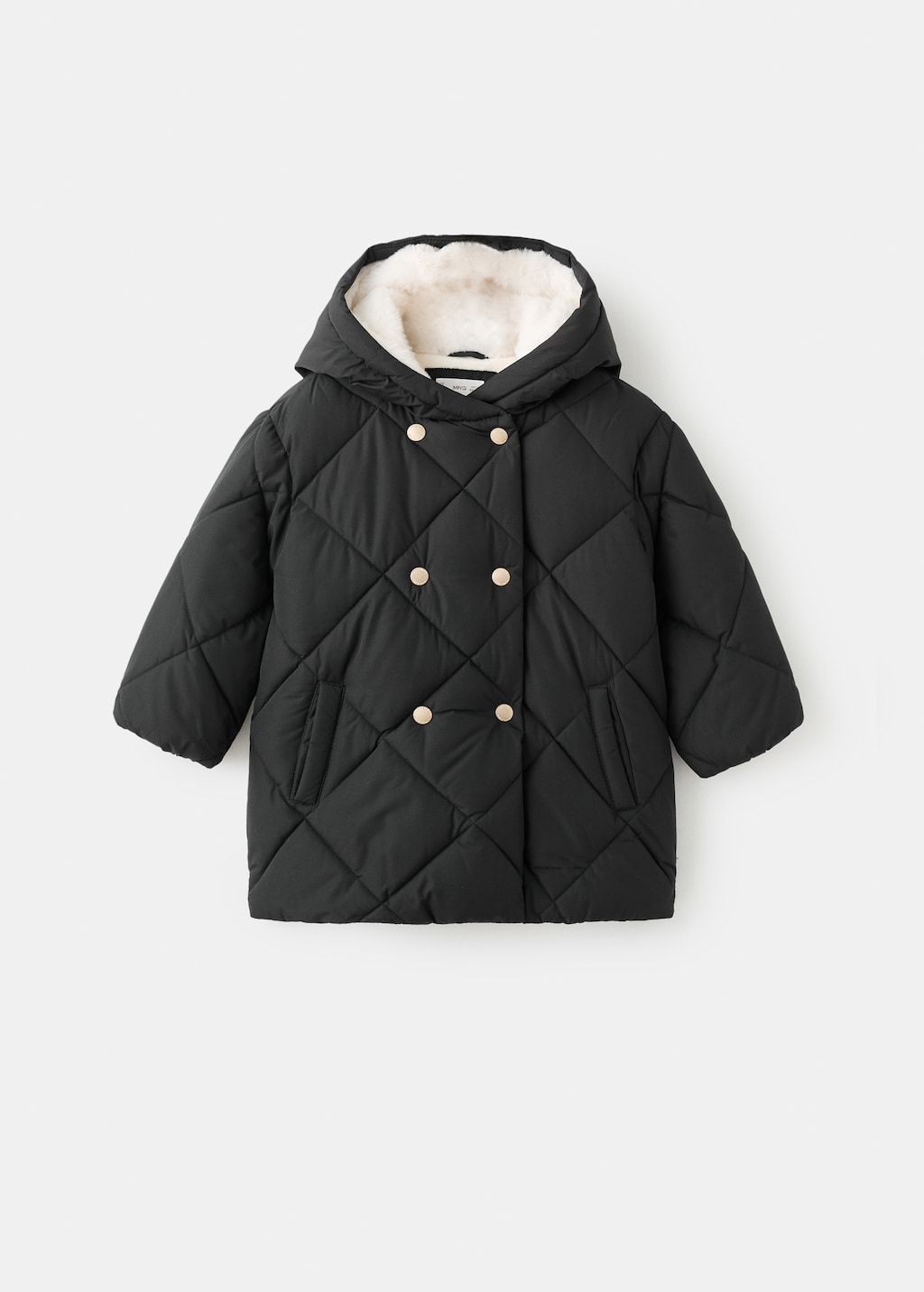 Long anorak with fur-effect lining