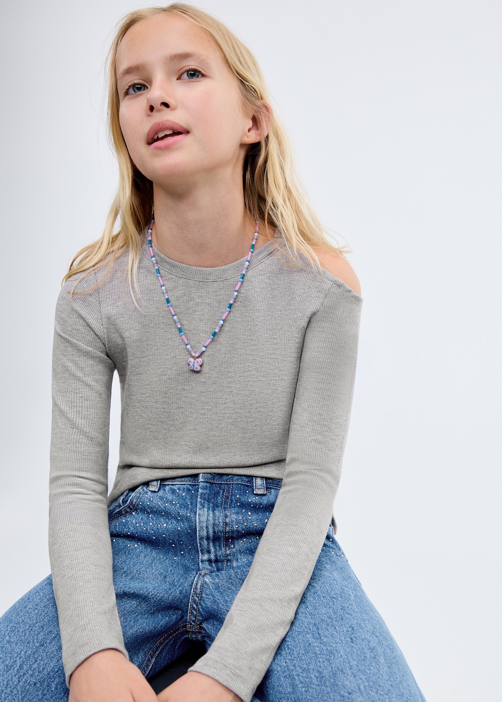 Culotte jeans with rhinestones