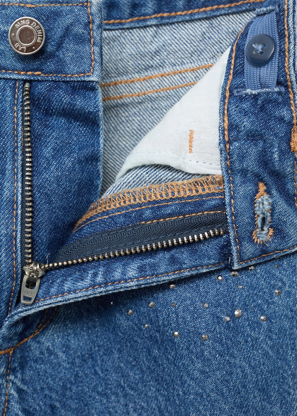 Culotte jeans with rhinestones