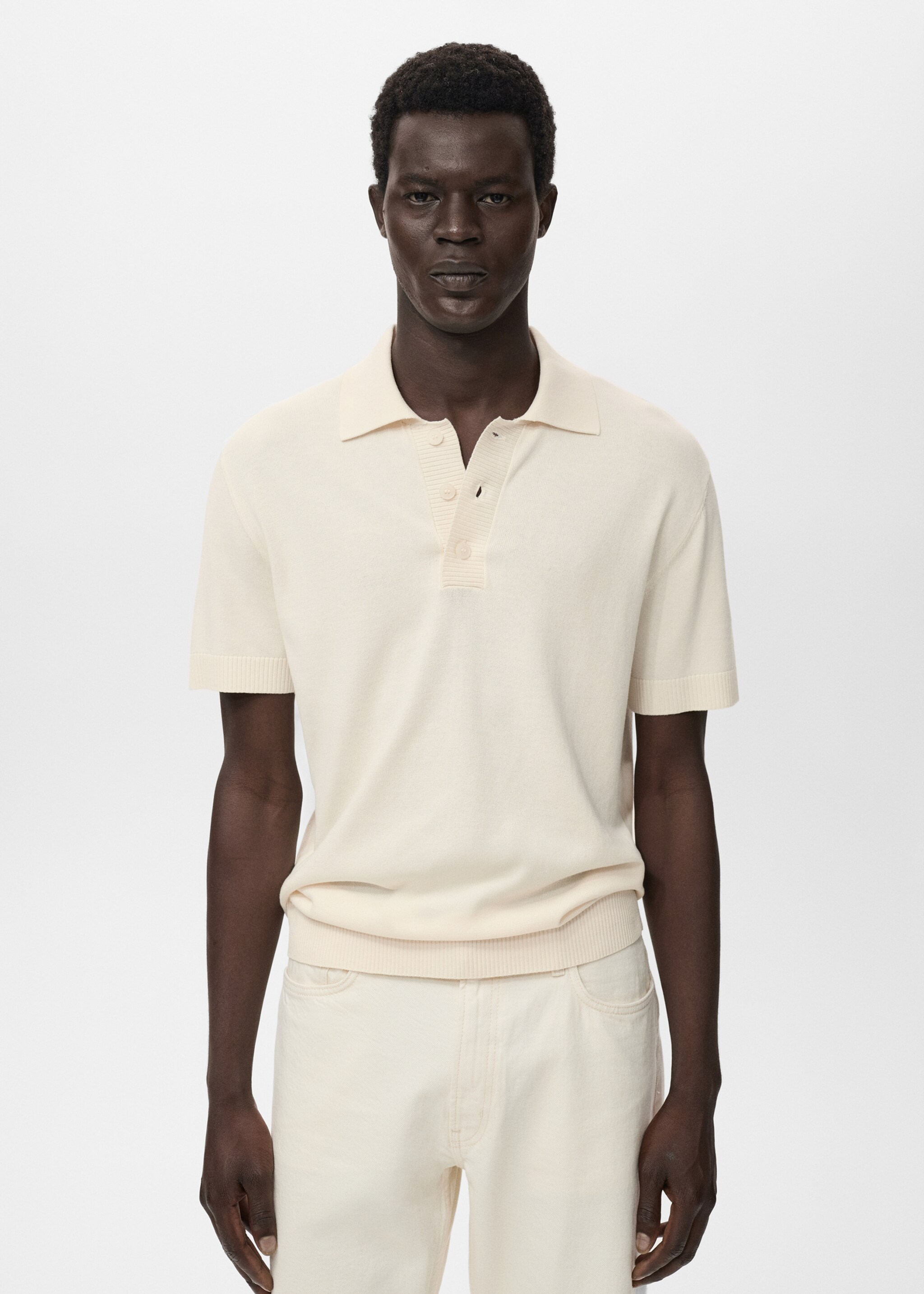 Cotton knitted polo shirt - Medium plane
