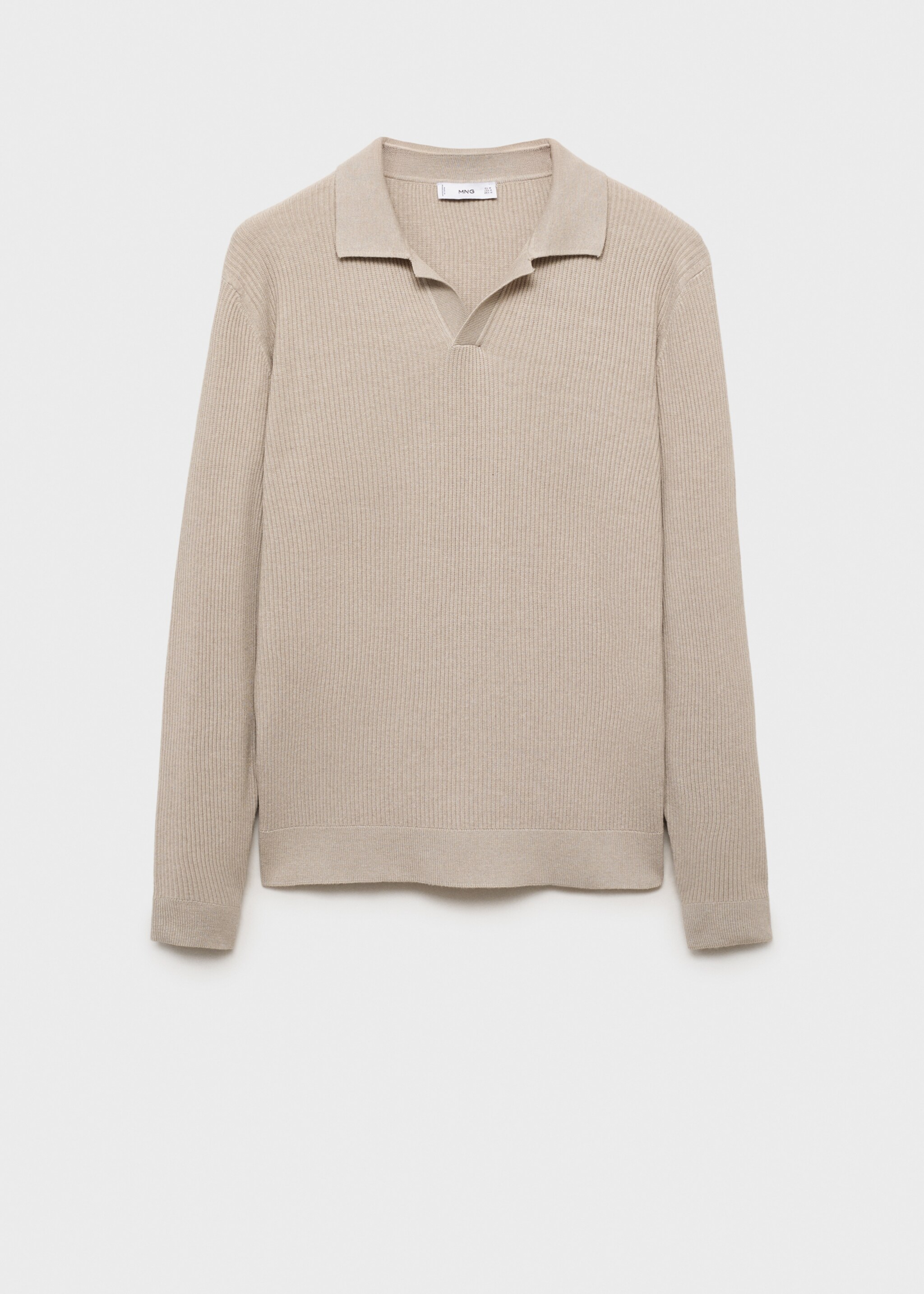 Cotton-blend ribbed polo sweater - Article without model