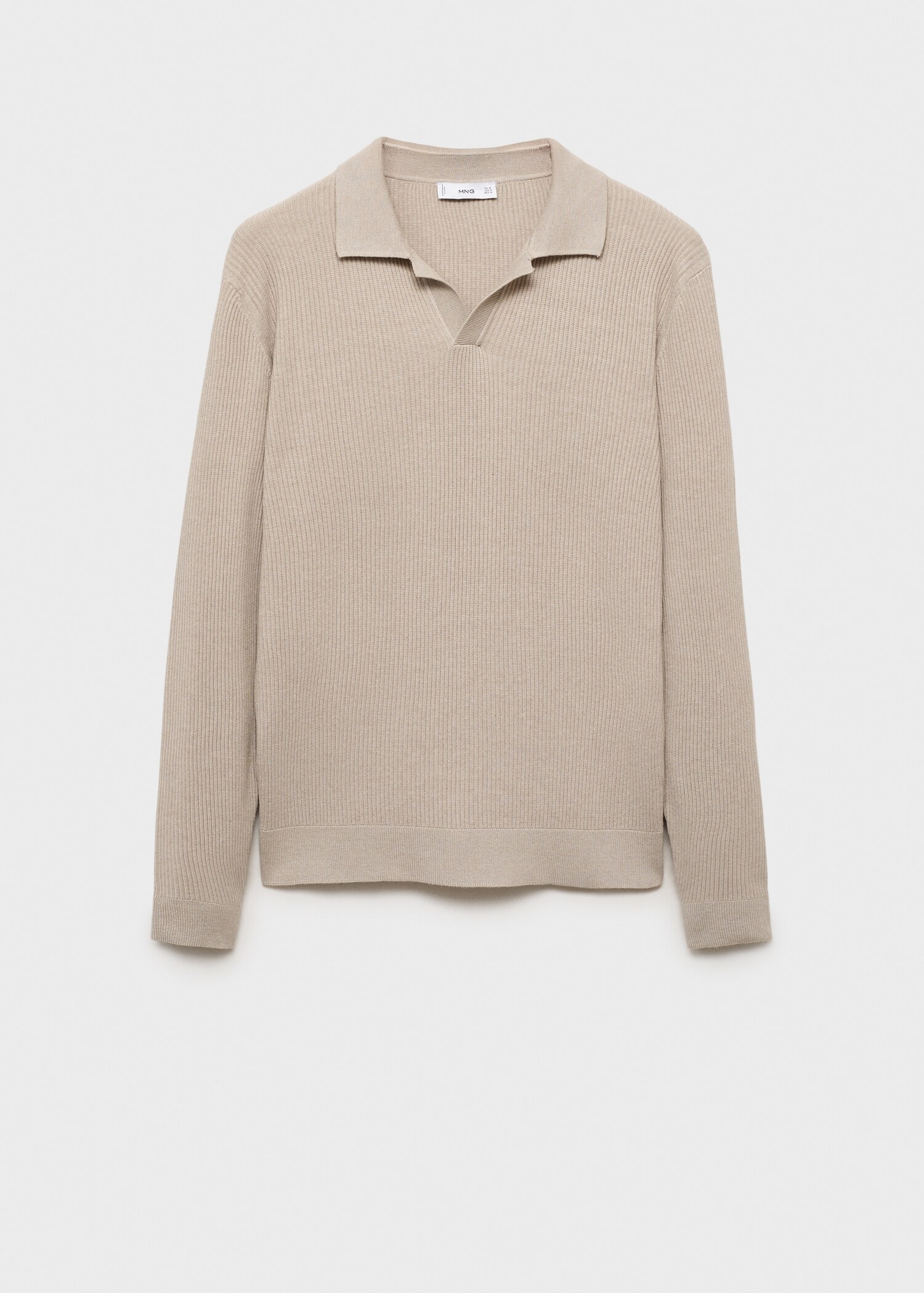 Cotton-blend ribbed polo sweater - Article without model
