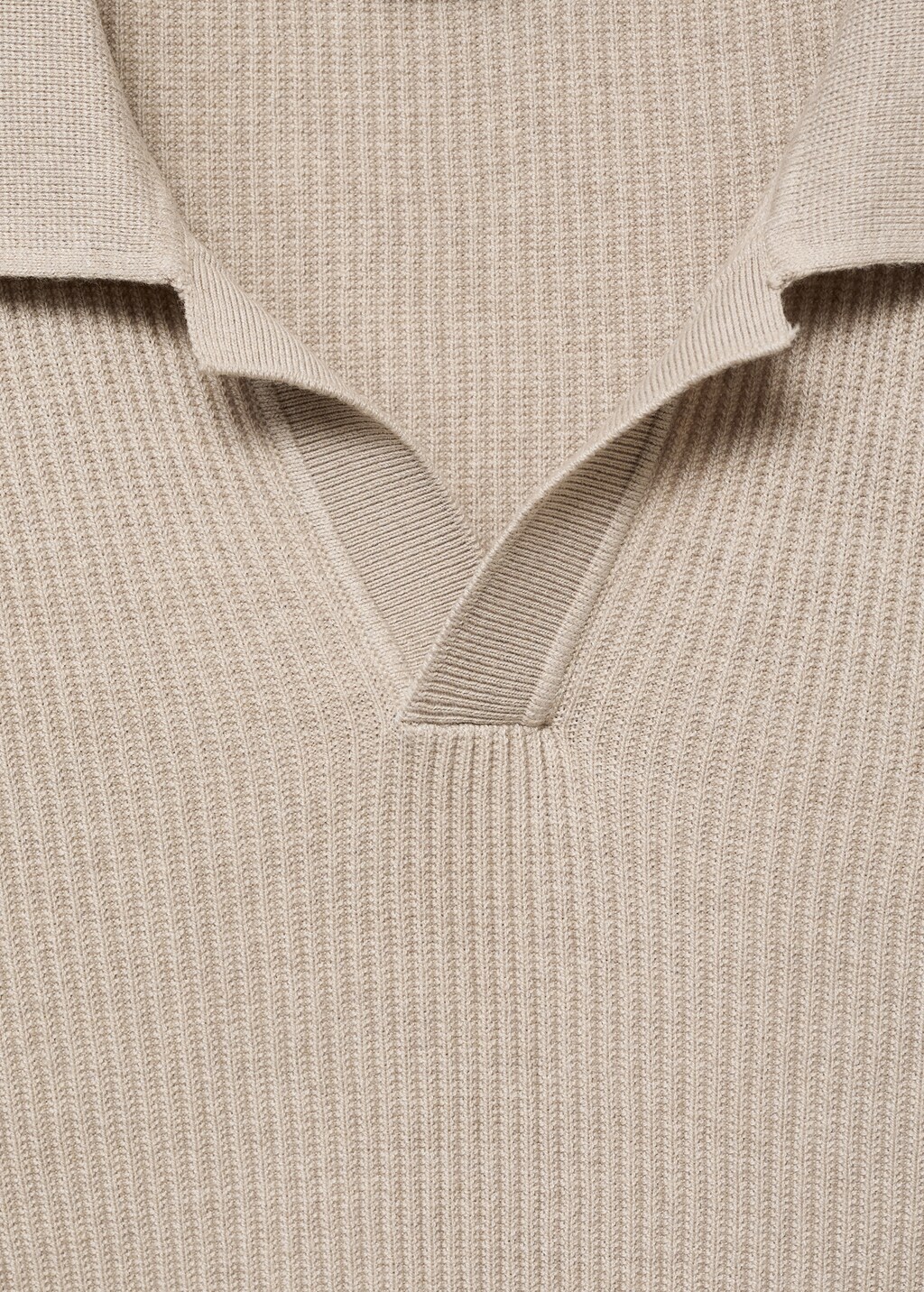 Cotton-blend ribbed polo sweater