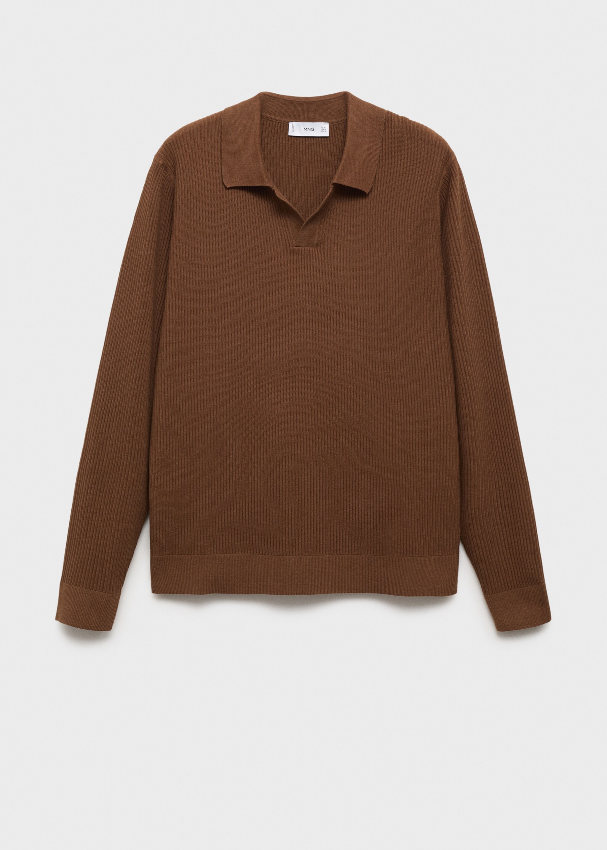 Cotton-blend ribbed polo sweater - Article without model