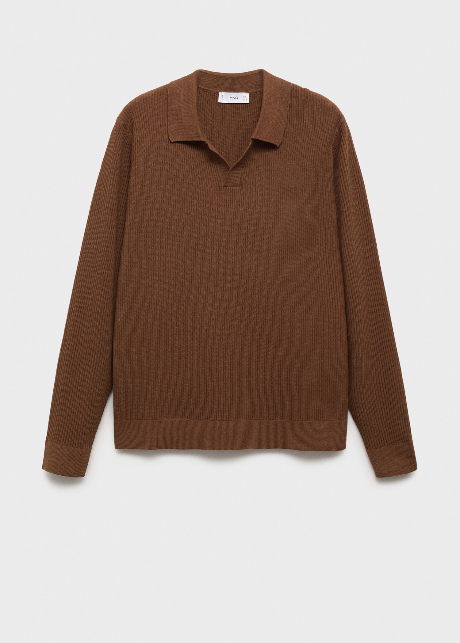 Cotton-blend ribbed polo sweater - Article without model