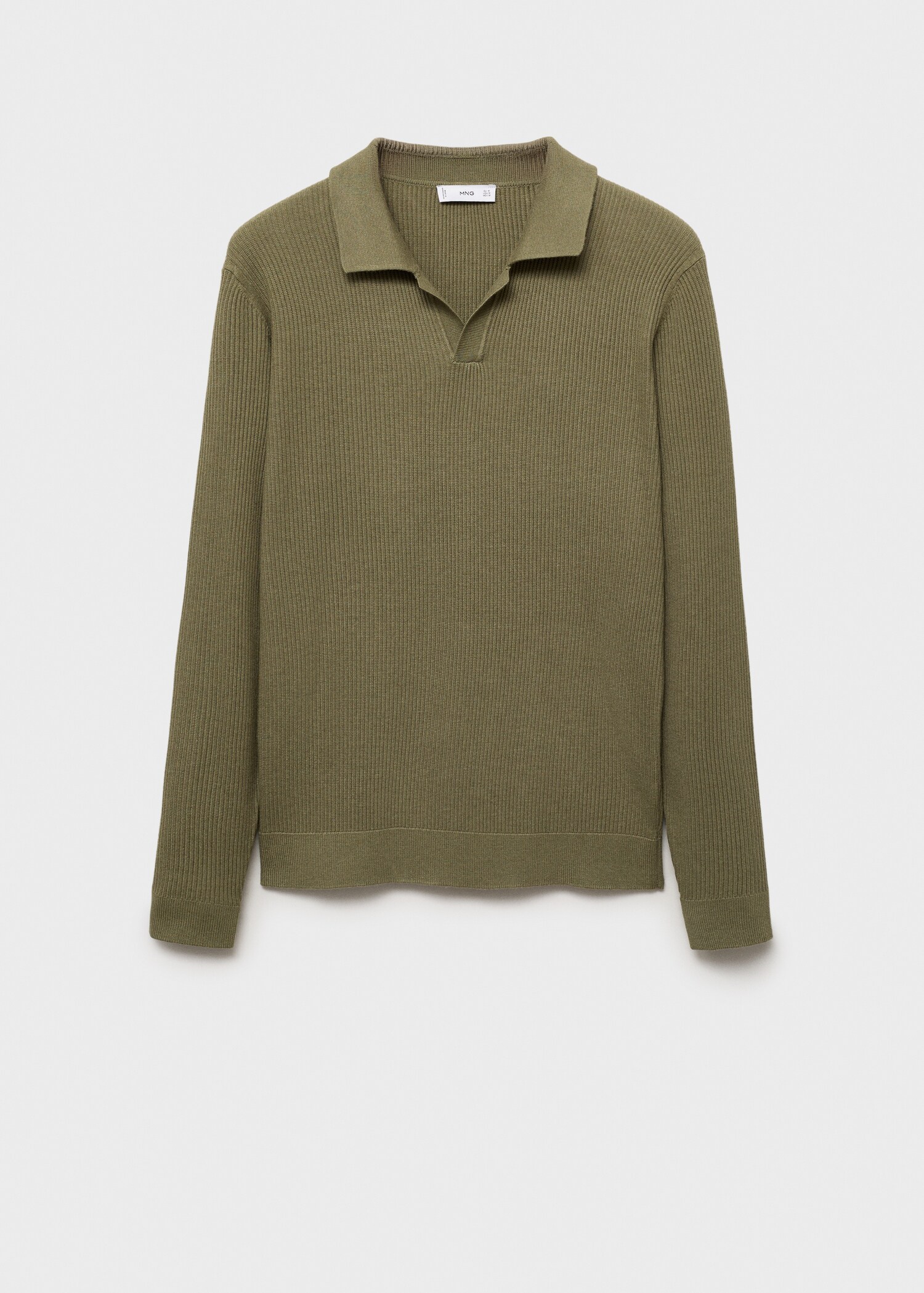 Cotton-blend ribbed polo sweater - Article without model