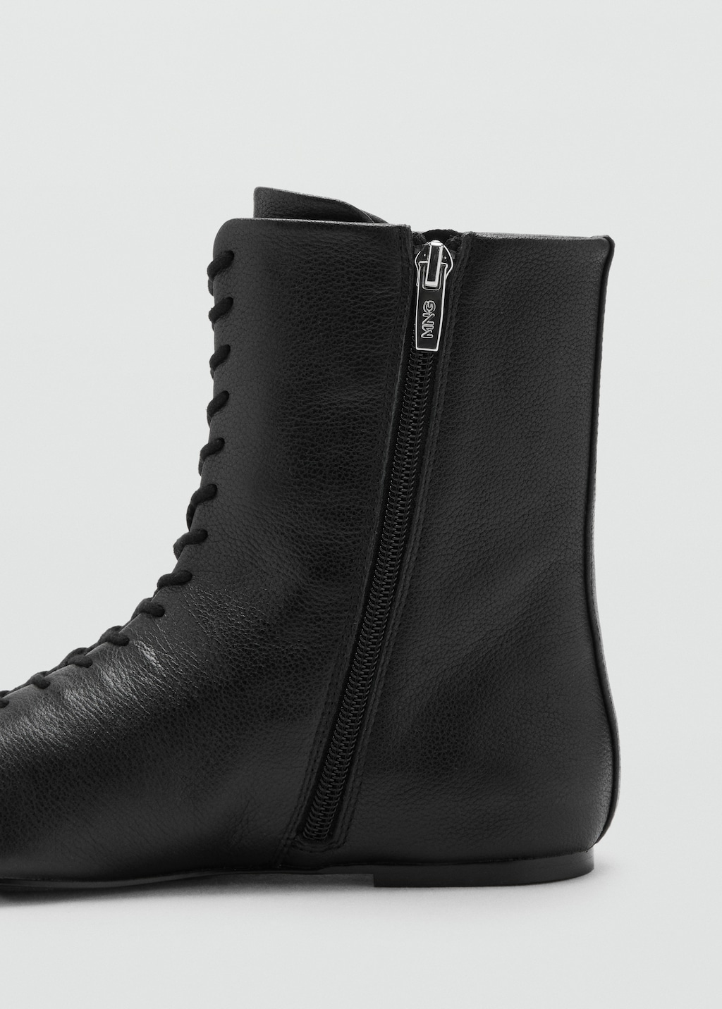 Lace-up leather ankle boots
