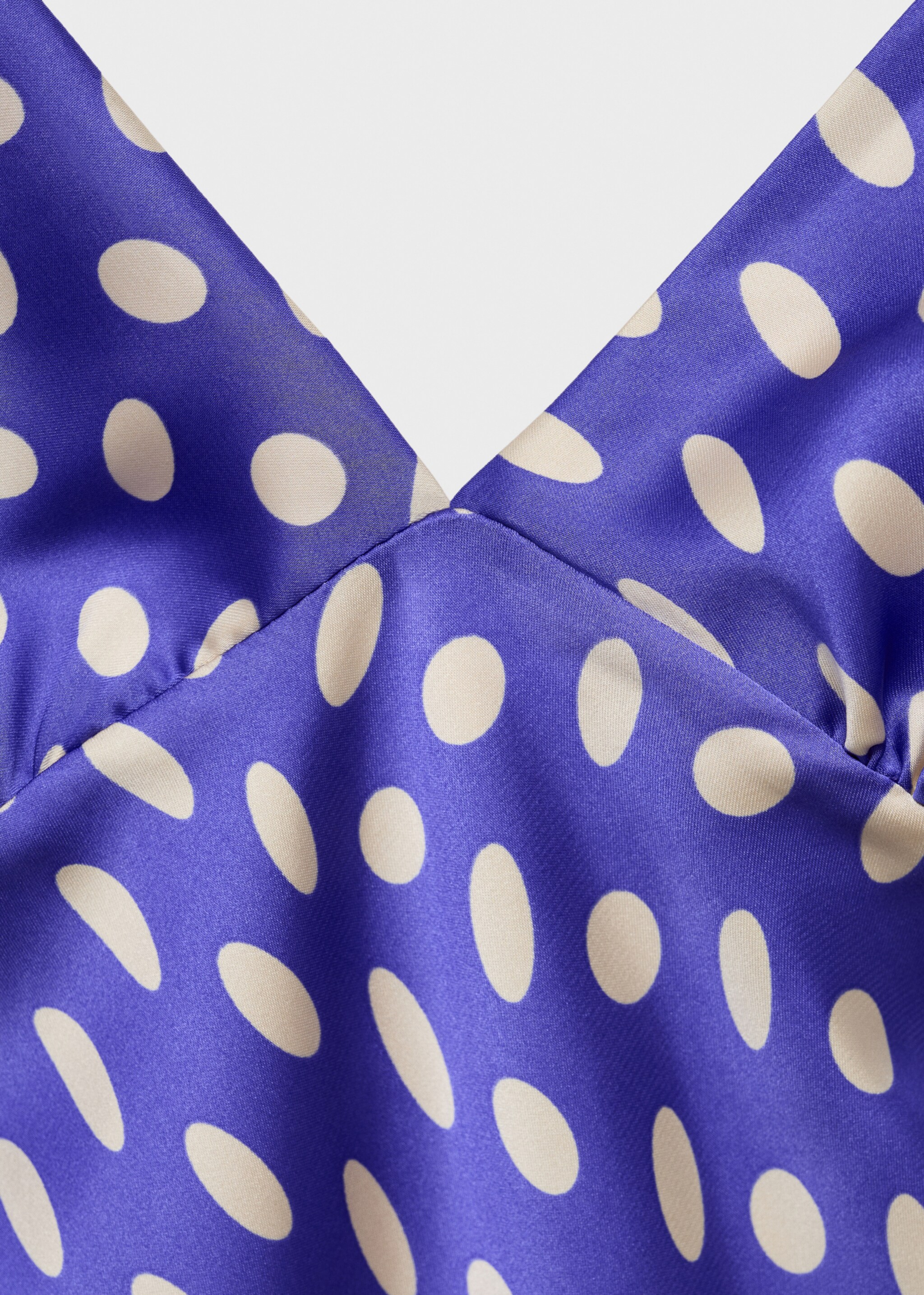 Polka-dot satin-finish dress - Details of the article 0, Blue. Ref: 17044448-00.