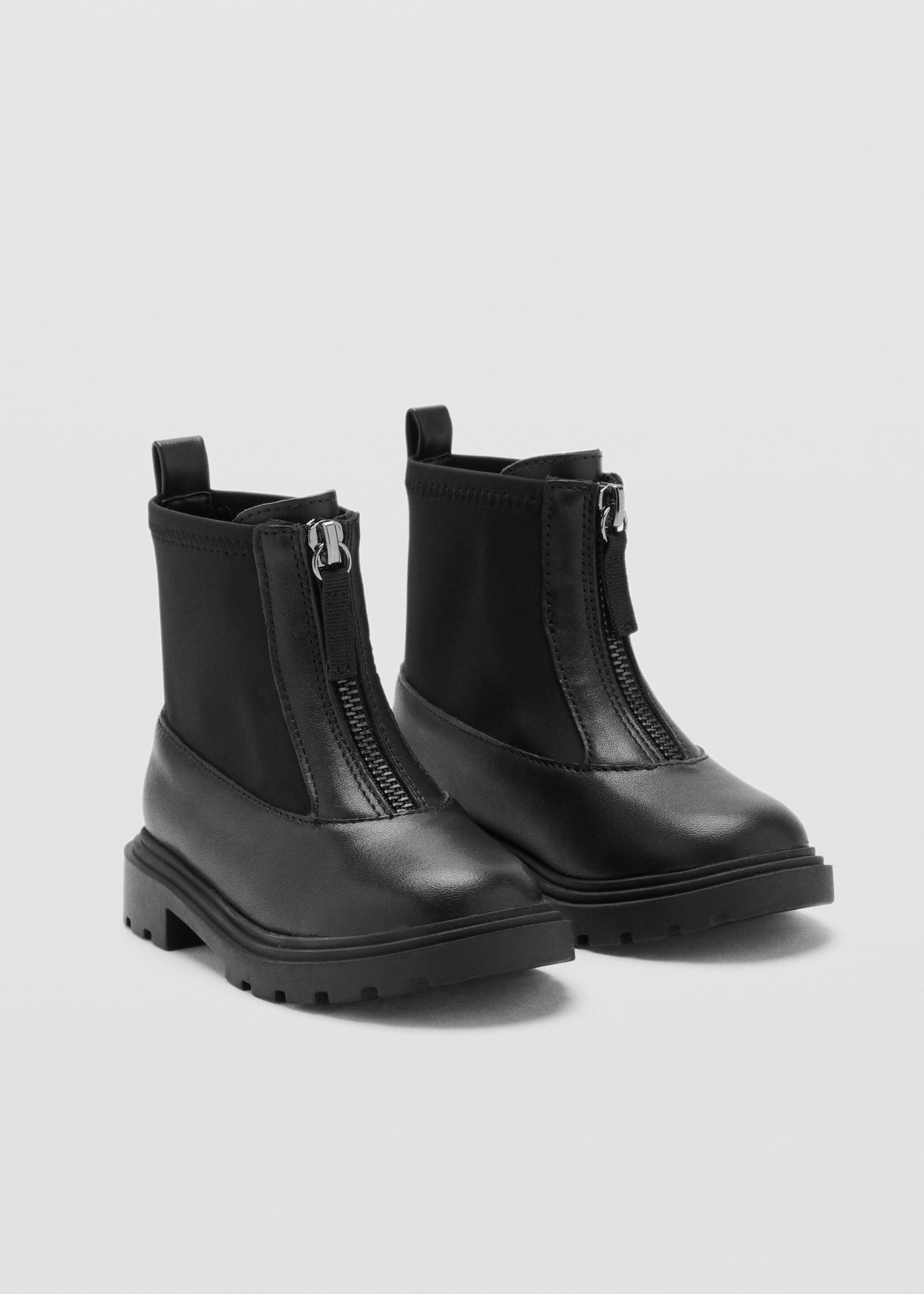 Zipped leather ankle boots - Medium plane, Black. Ref: 17044775-00.