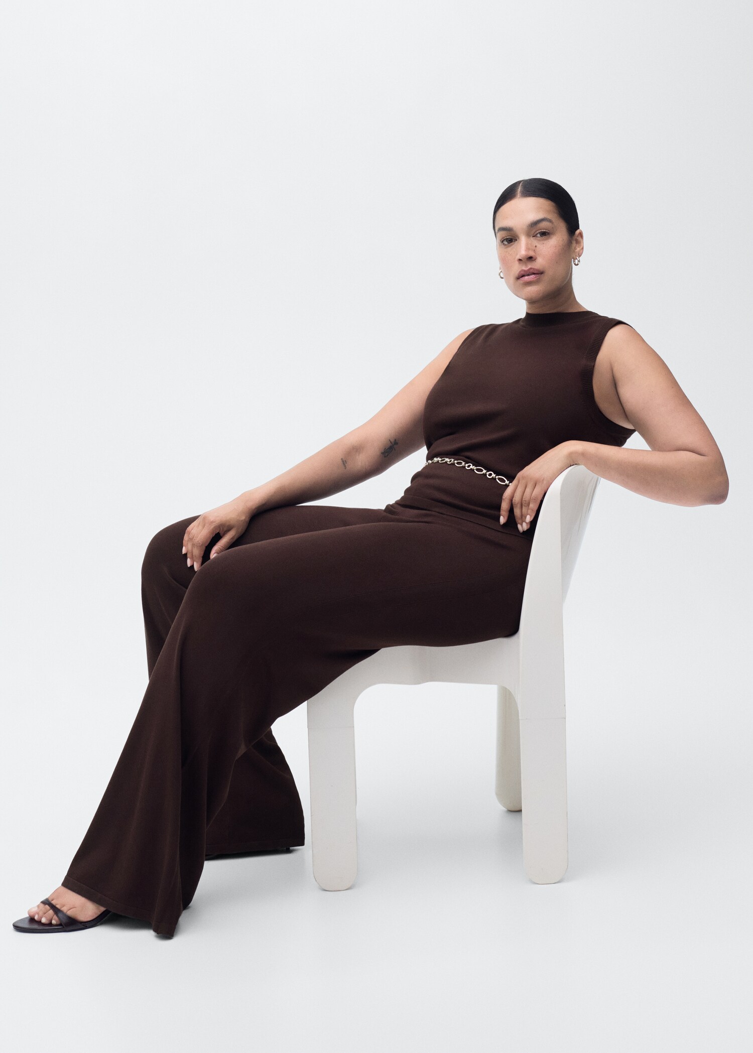 Fine-knit wideleg trousers - Details of the article 4