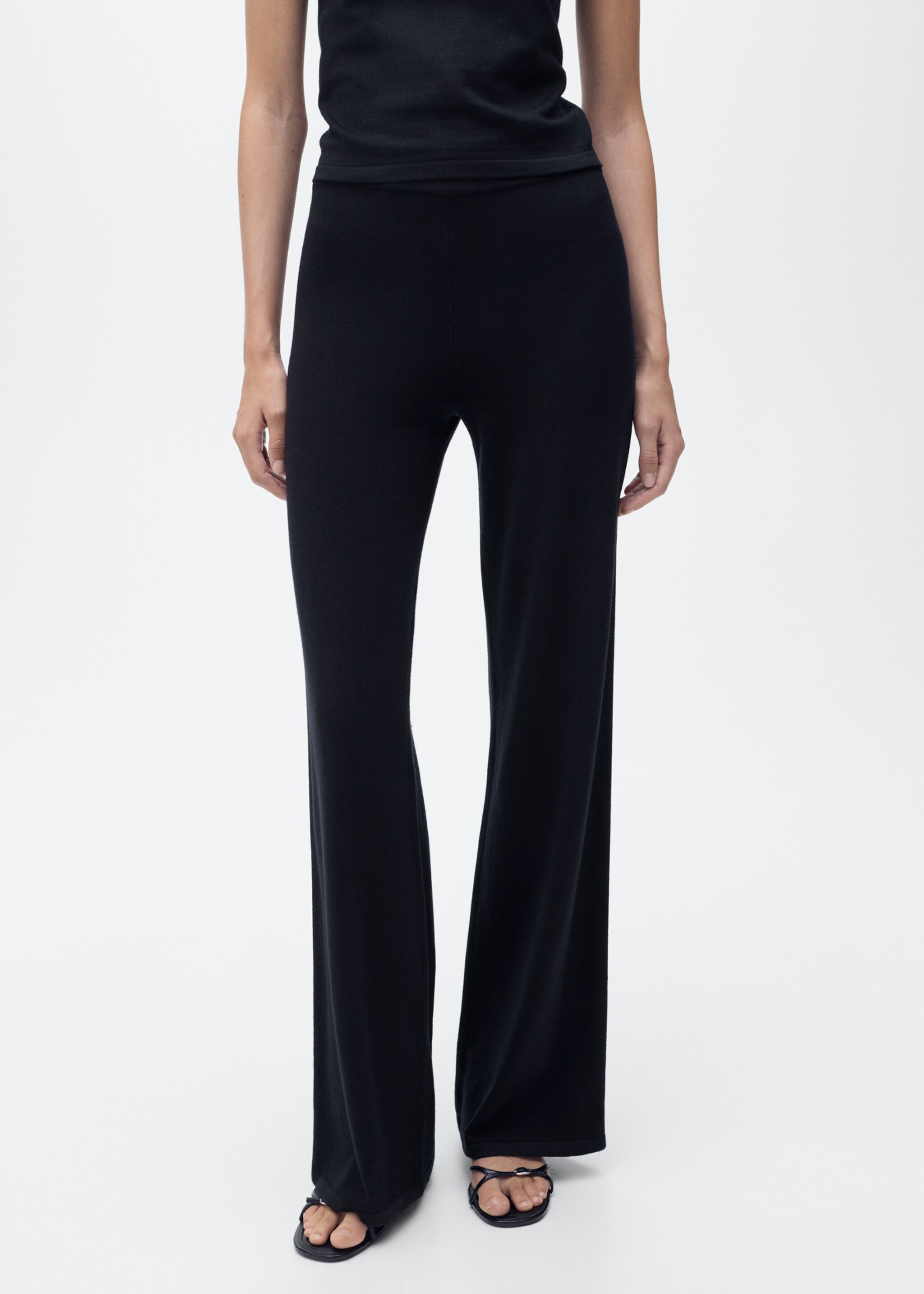 İnce triko wideleg pantolon - Orta plan, Lacivert. Ref: 17044776-00.