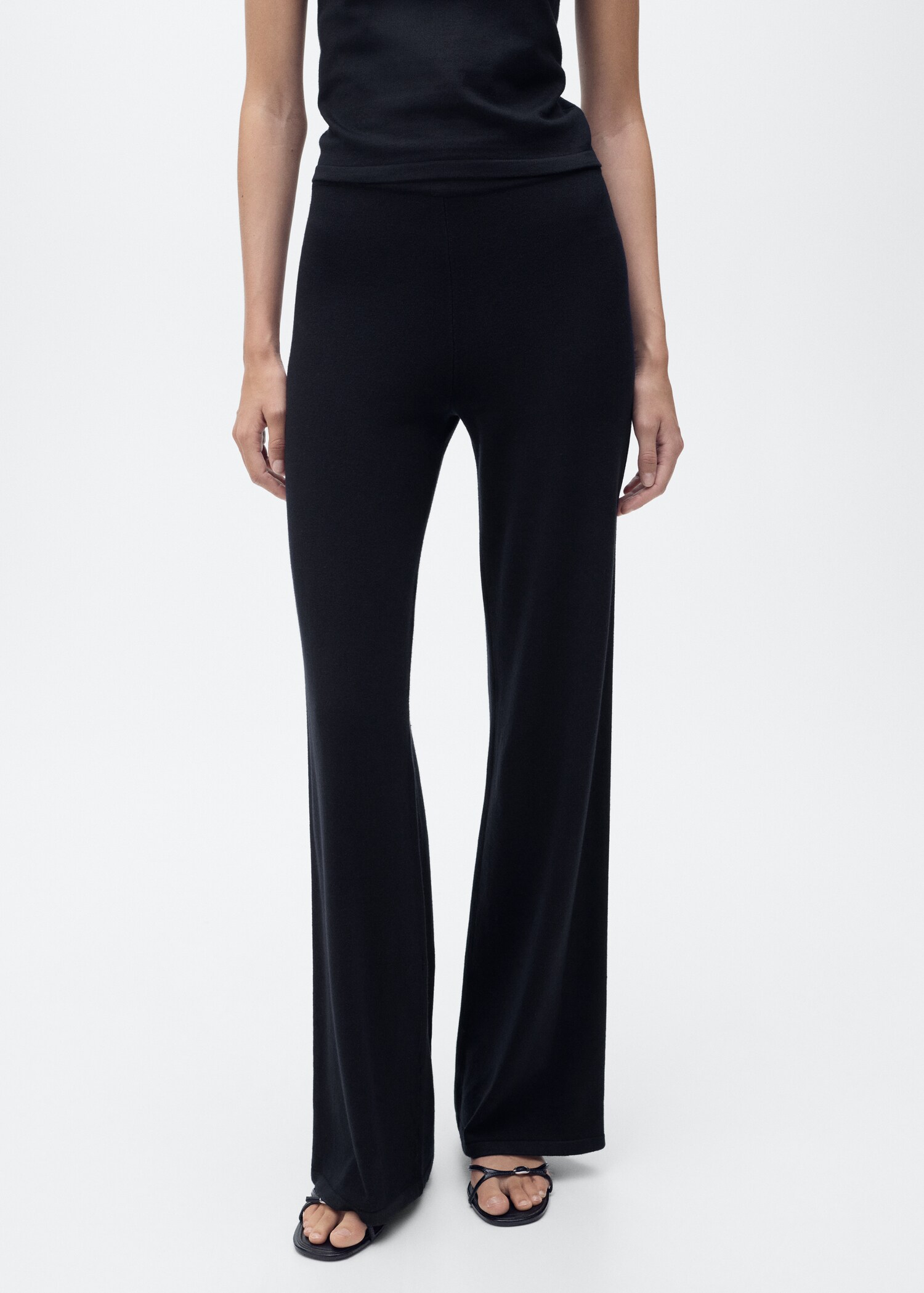 Fine-knit wideleg trousers - Medium plane