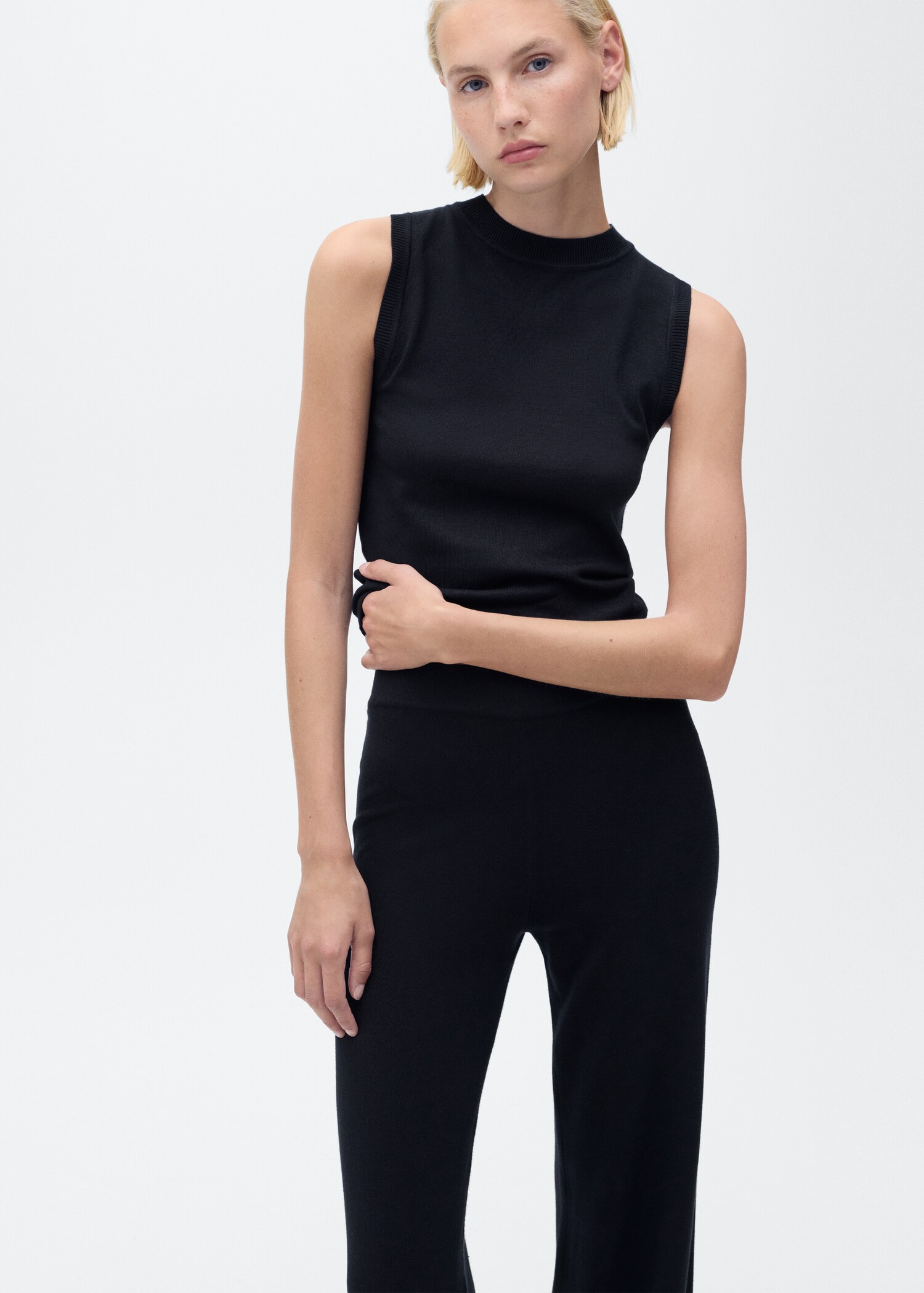 Fine-knit wideleg trousers - Details of the article 1