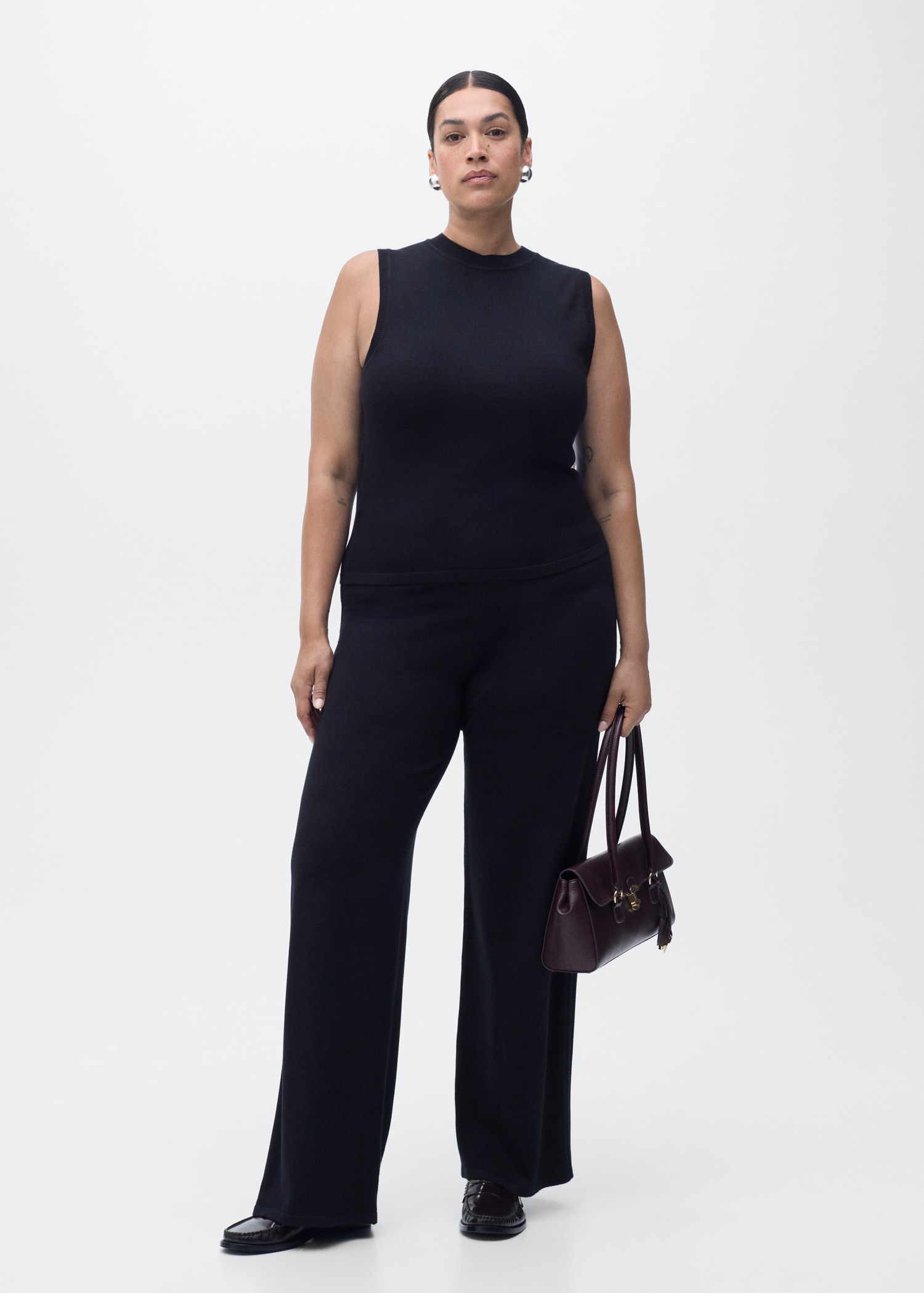 Fine-knit wideleg trousers - Details of the article 3
