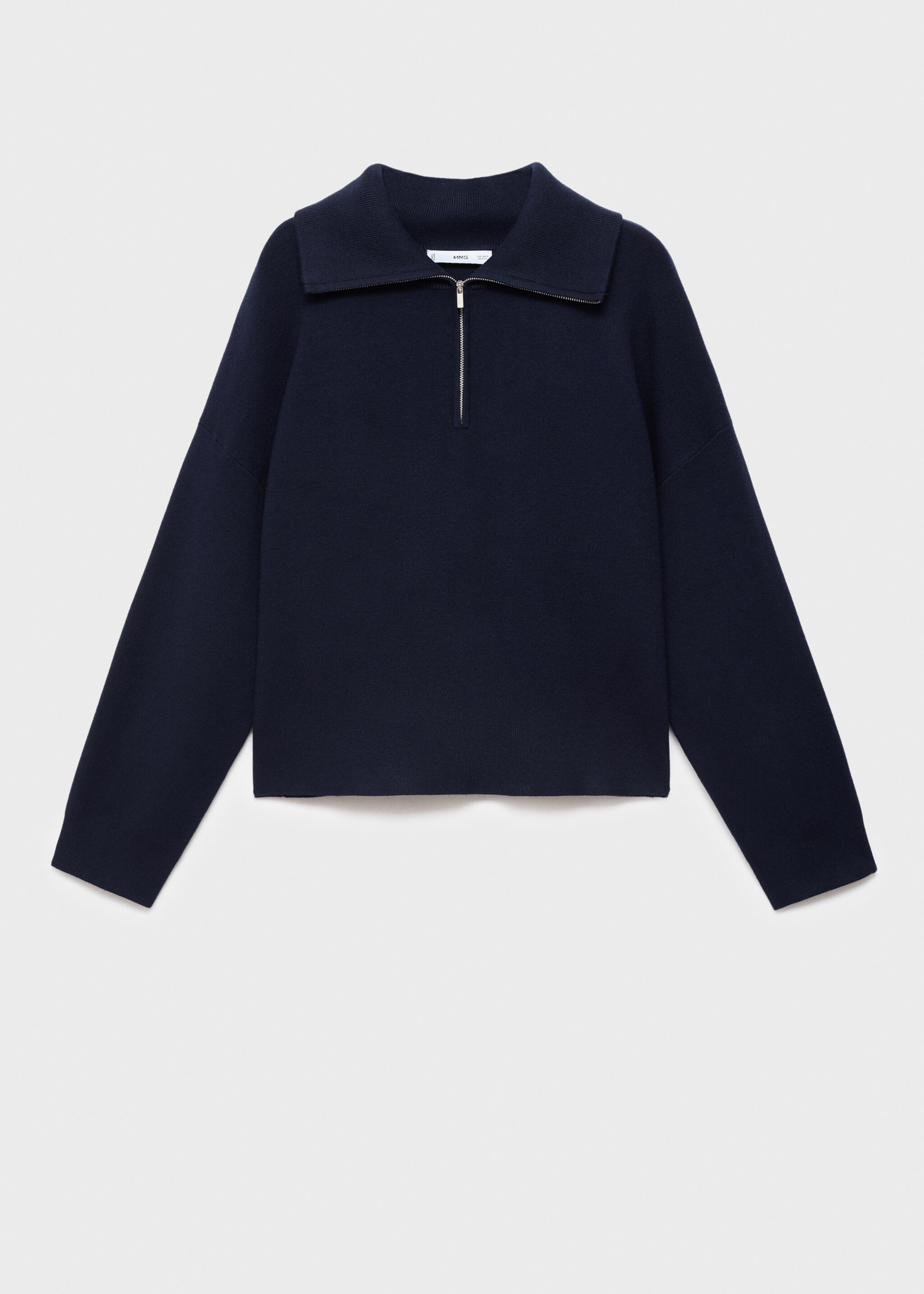 Knitted sweater with zip collar - Article without model, Navy. Ref: 17044783-00.