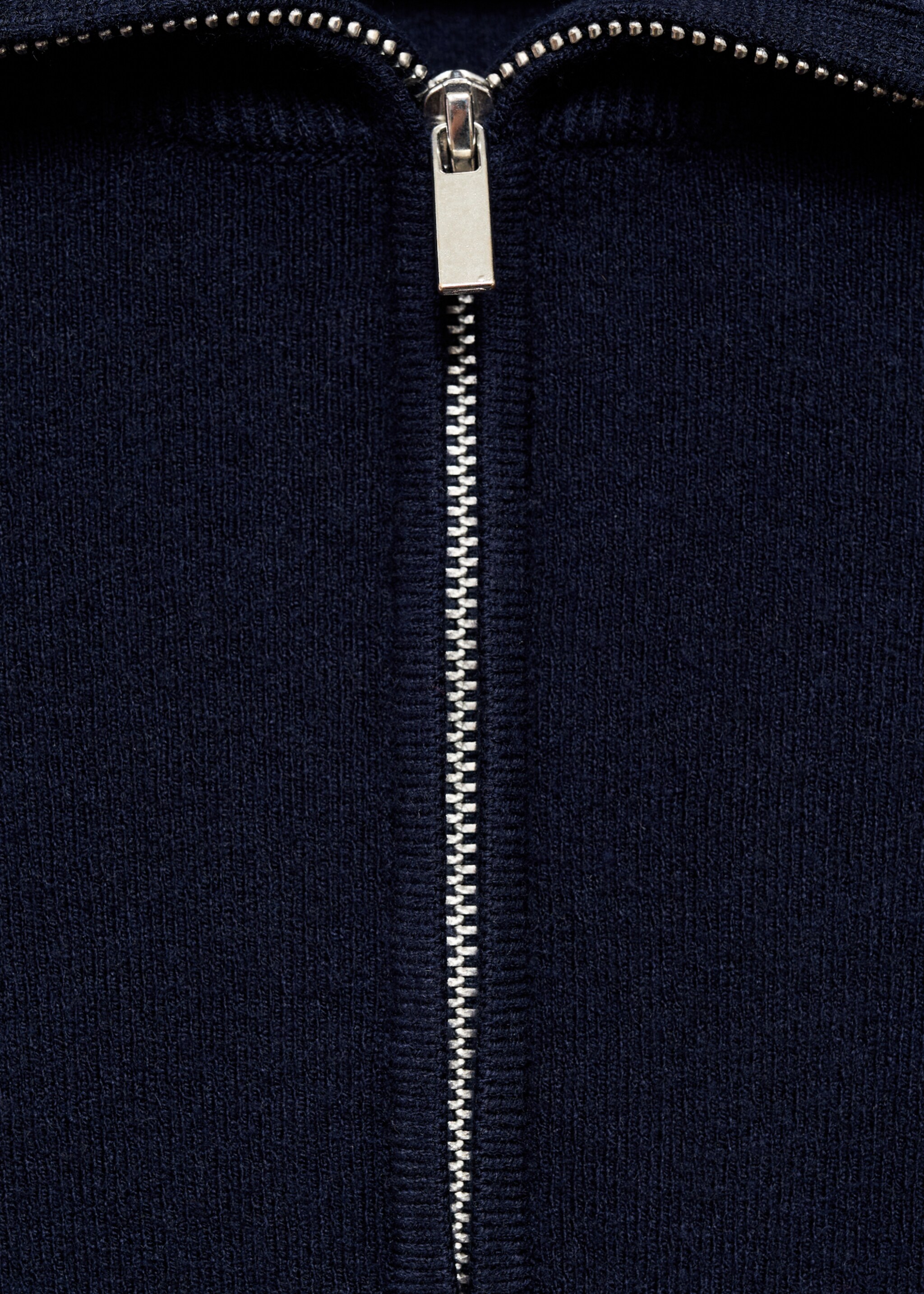 Knitted sweater with zip collar - Details of the article 0, Navy. Ref: 17044783-00.