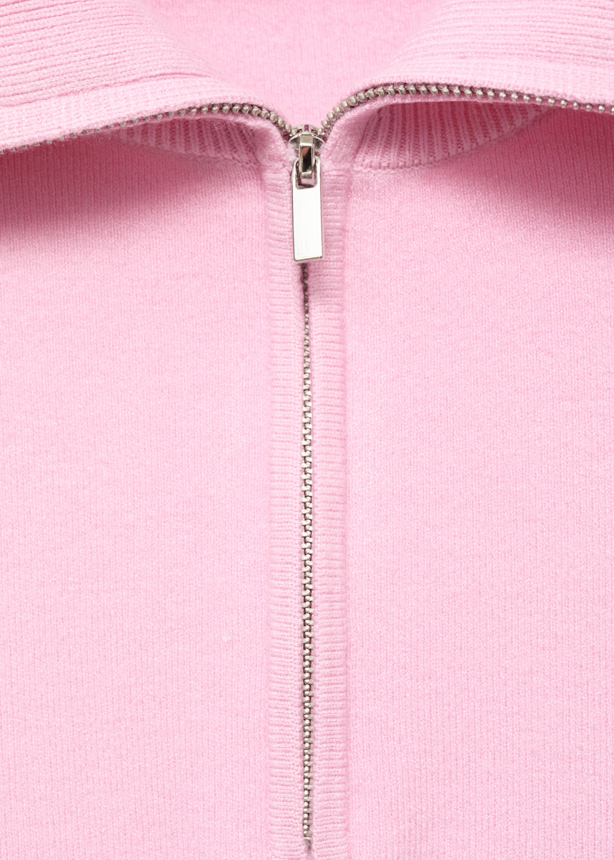 Knitted sweater with zip collar - Details of the article 8, Pastel Pink. Ref: 17044783-00.