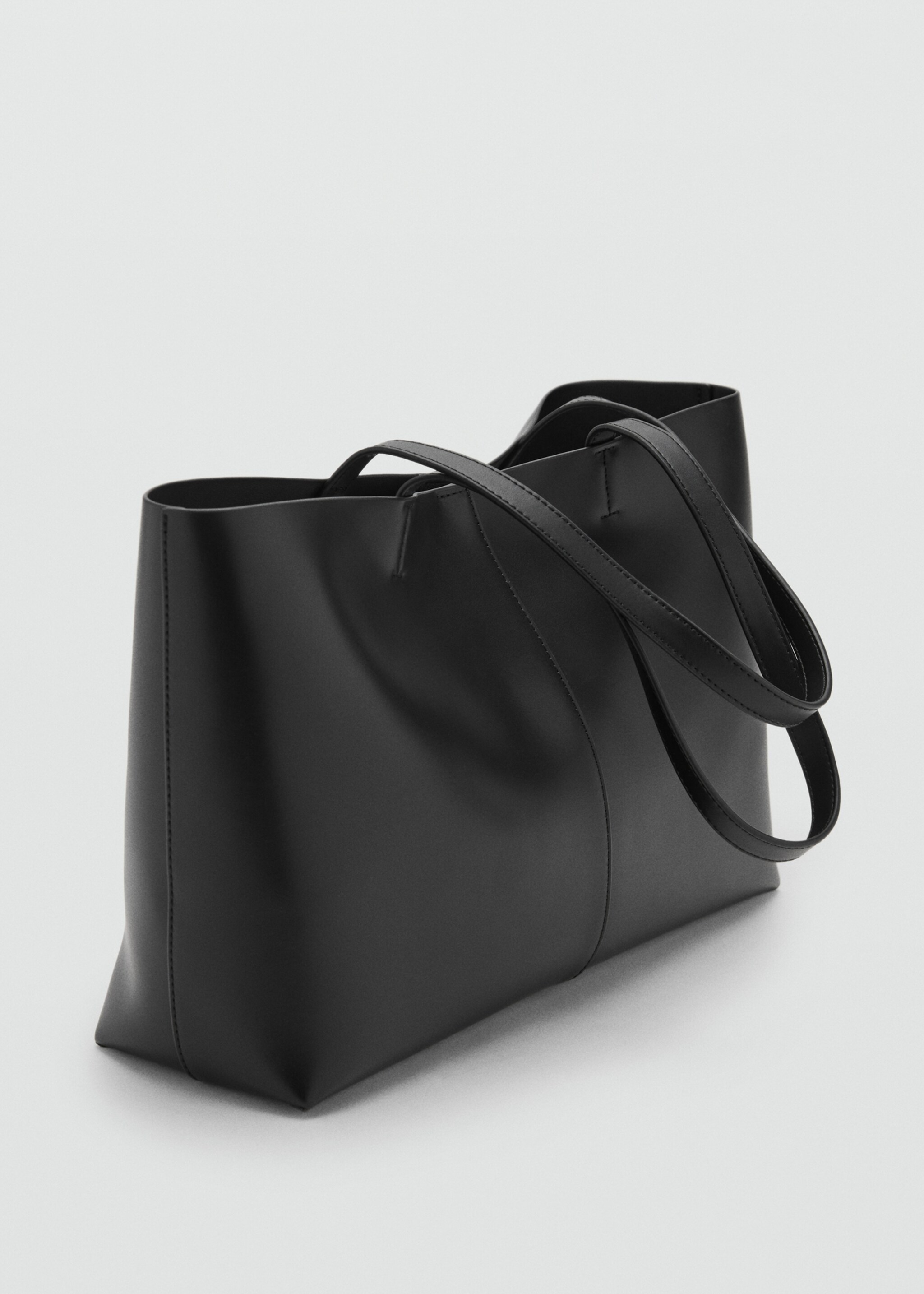 Shopper bag with double handle - Medium plane, Black. Ref: 17044784-00.