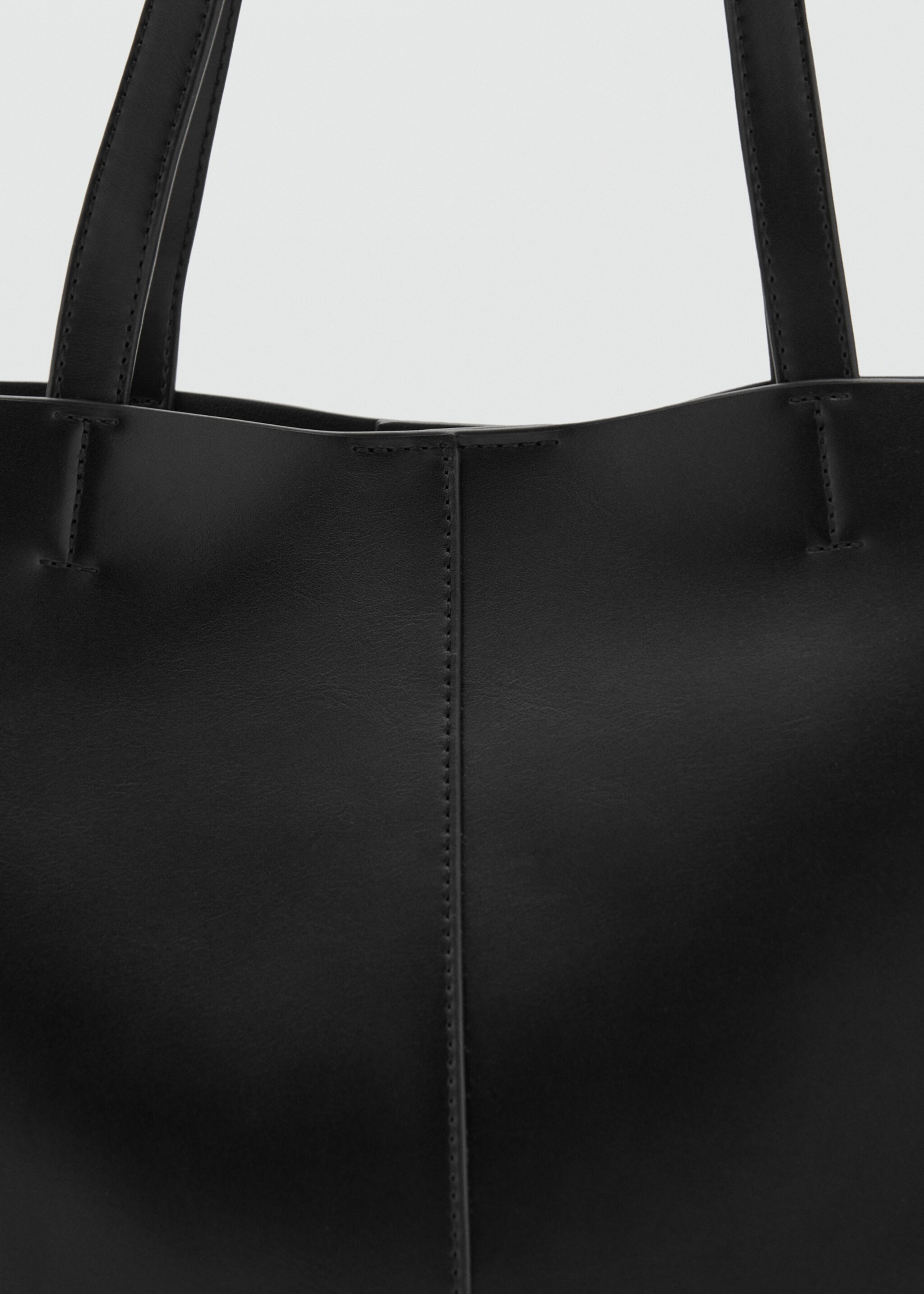 Shopper bag with double handle - Details of the article 1, Black. Ref: 17044784-00.