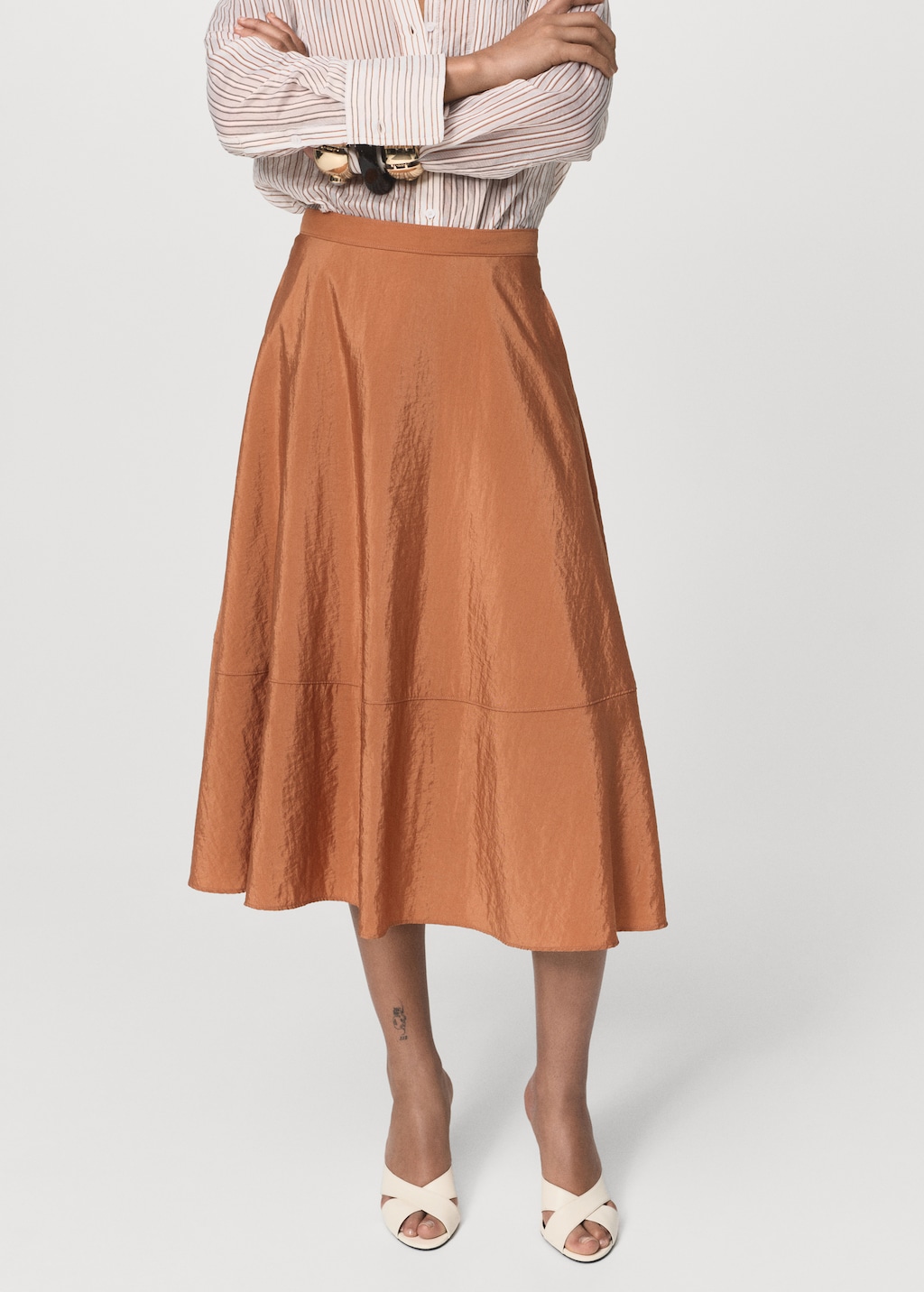 Midi satin skirt