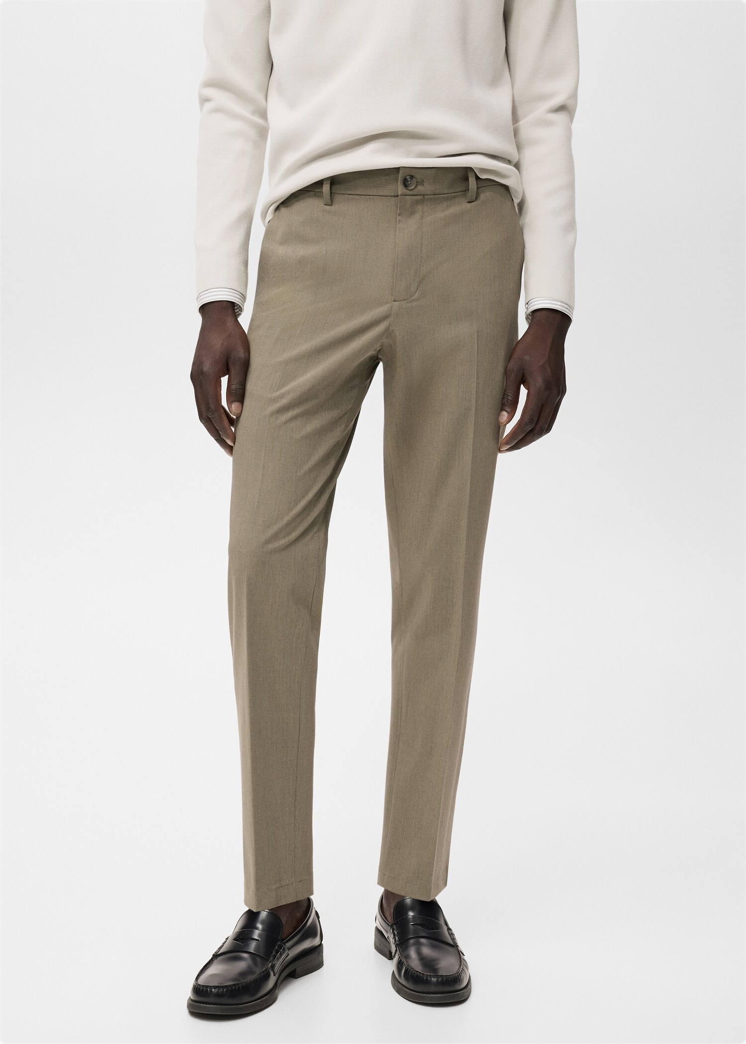 Stretch fabric slim-fit trousers - Medium plane
