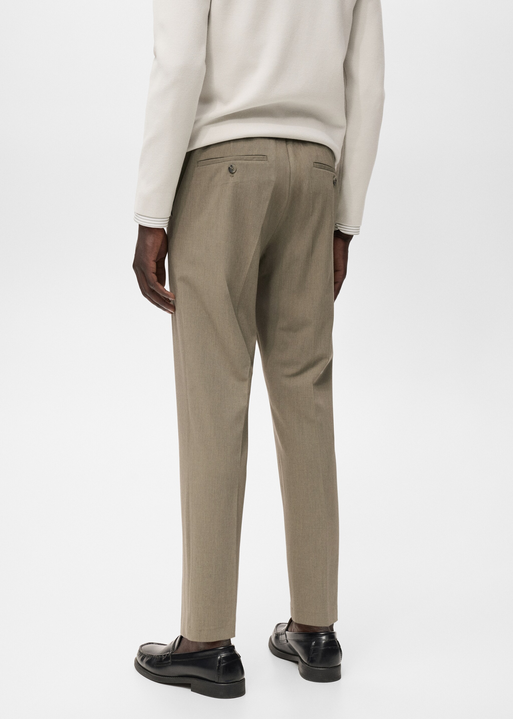 Stretch fabric slim-fit trousers - Reverse of the article, Khaki. Ref: 17045140-00.