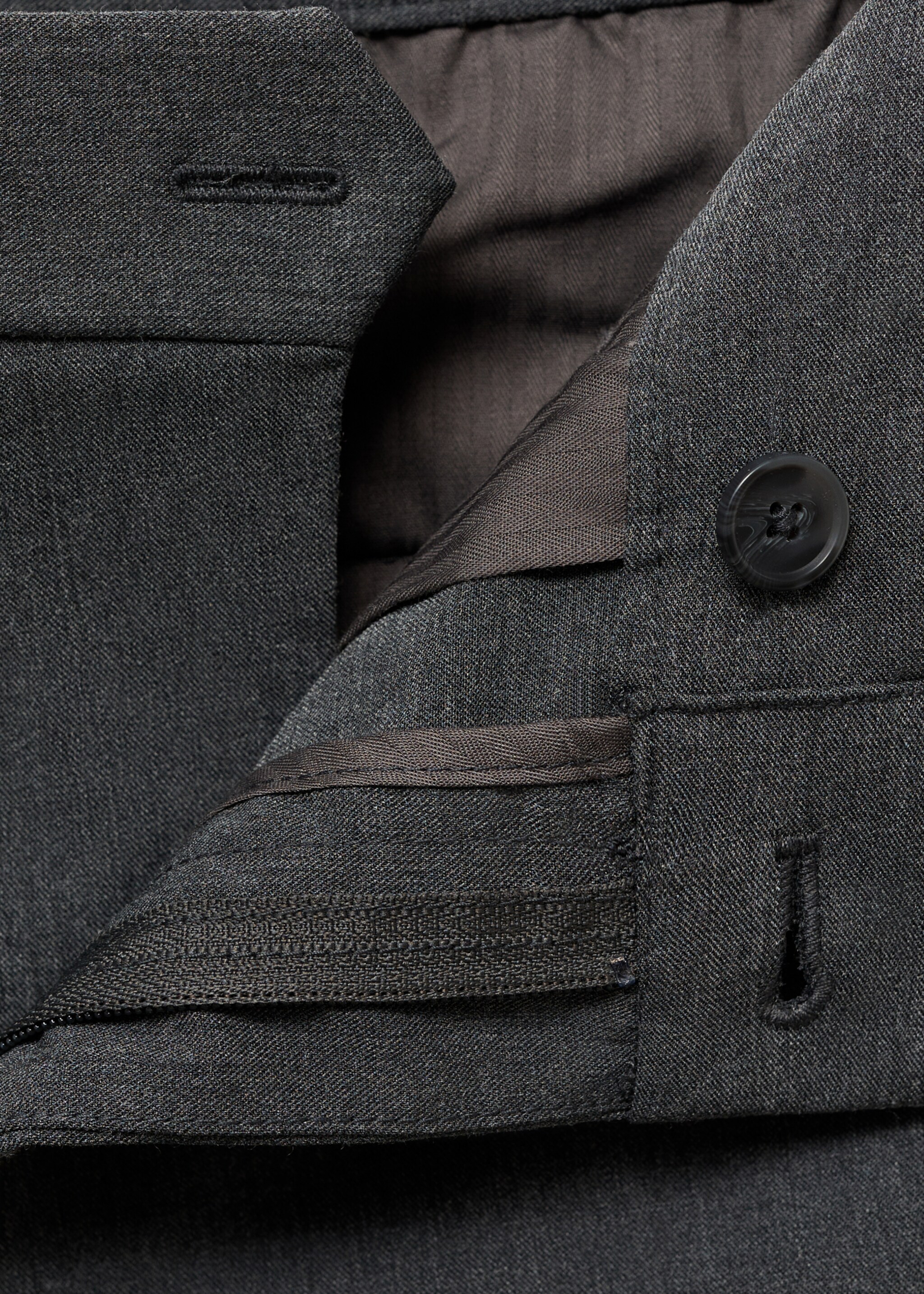Stretch fabric slim-fit trousers - Details of the article 8, Grey. Ref: 17045140-00.